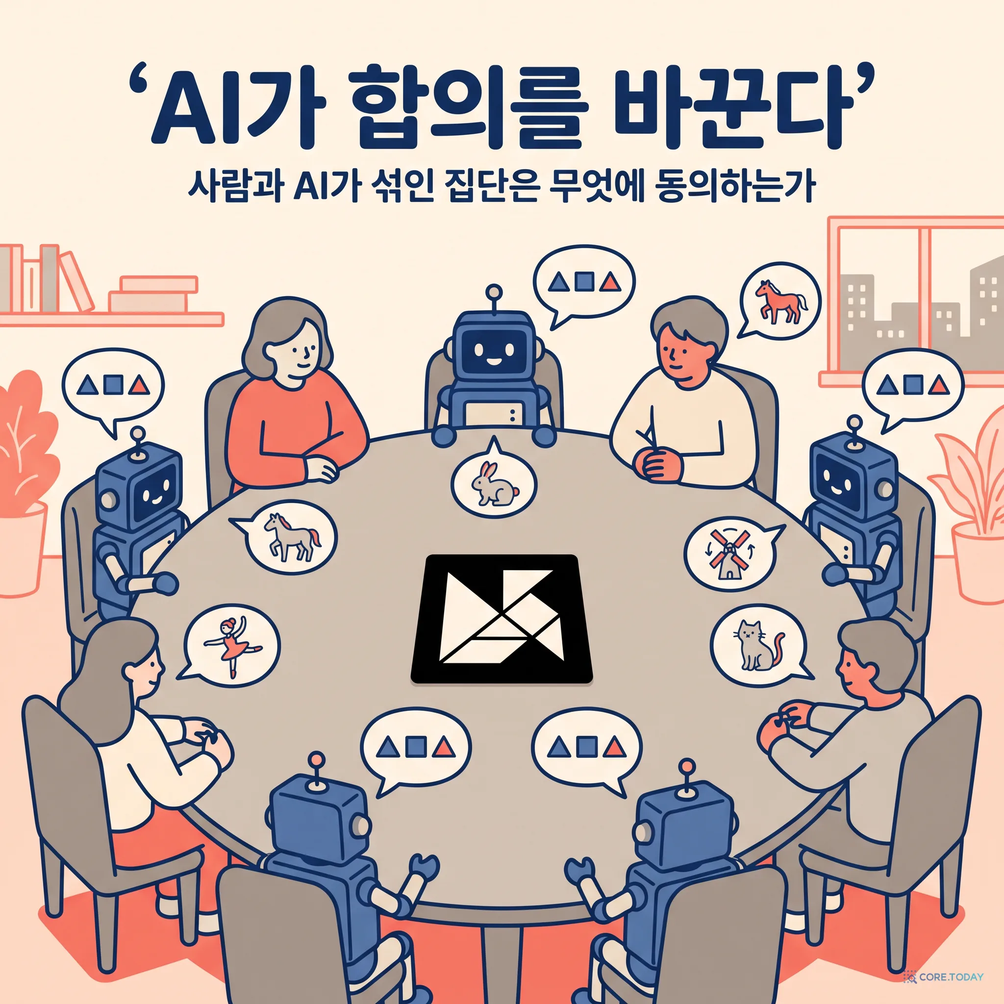 AI 동료가 셋 이상 앉으면 회의의 결론이 바뀐다 — 인간·AI 혼합 집단의 합의 형성 실험
