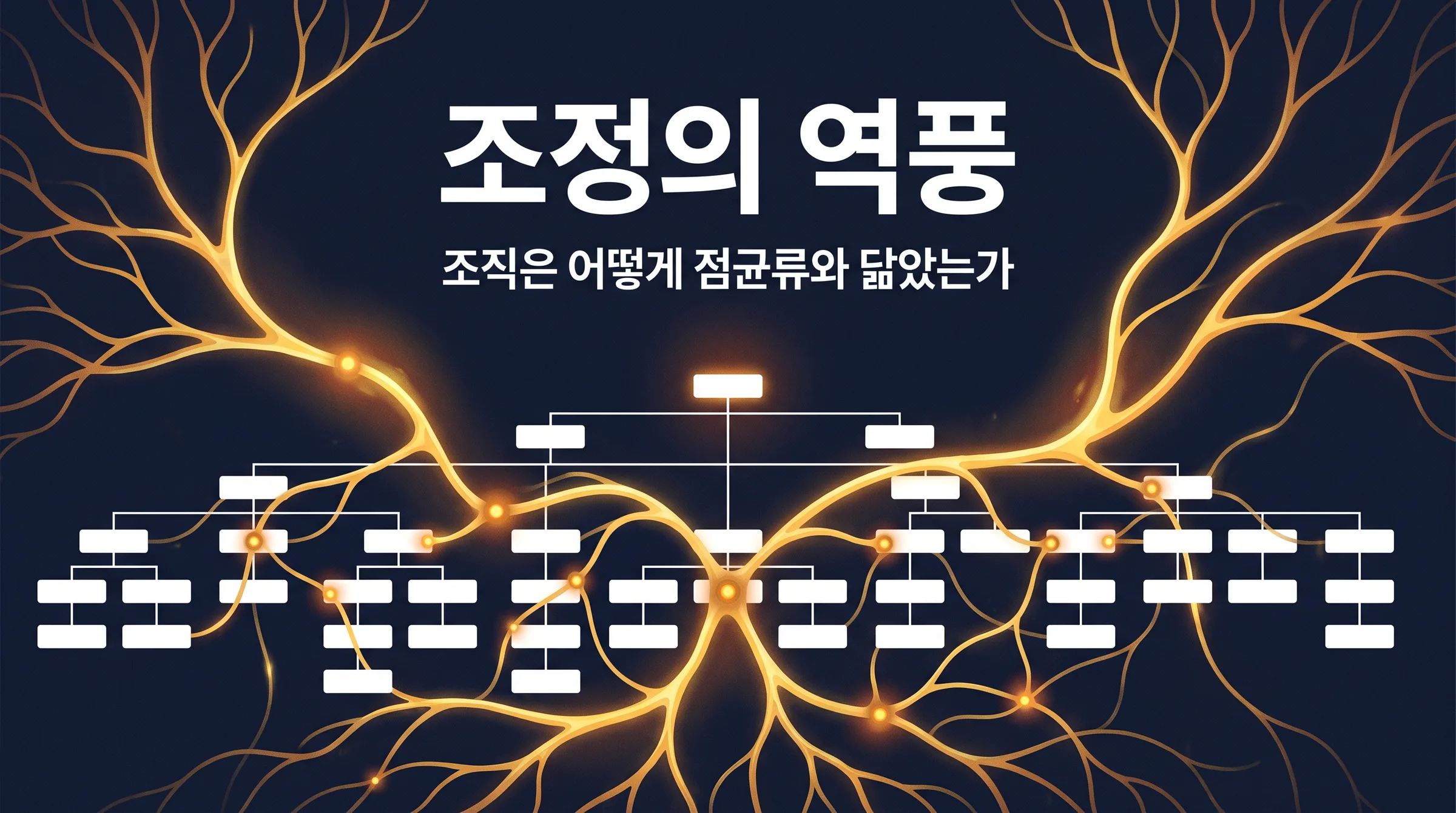모두 유능한데 왜 조직은 느려지는가 — 점균류 조직론과 참여 확률의 곱셈 (조정의 역풍 1편)