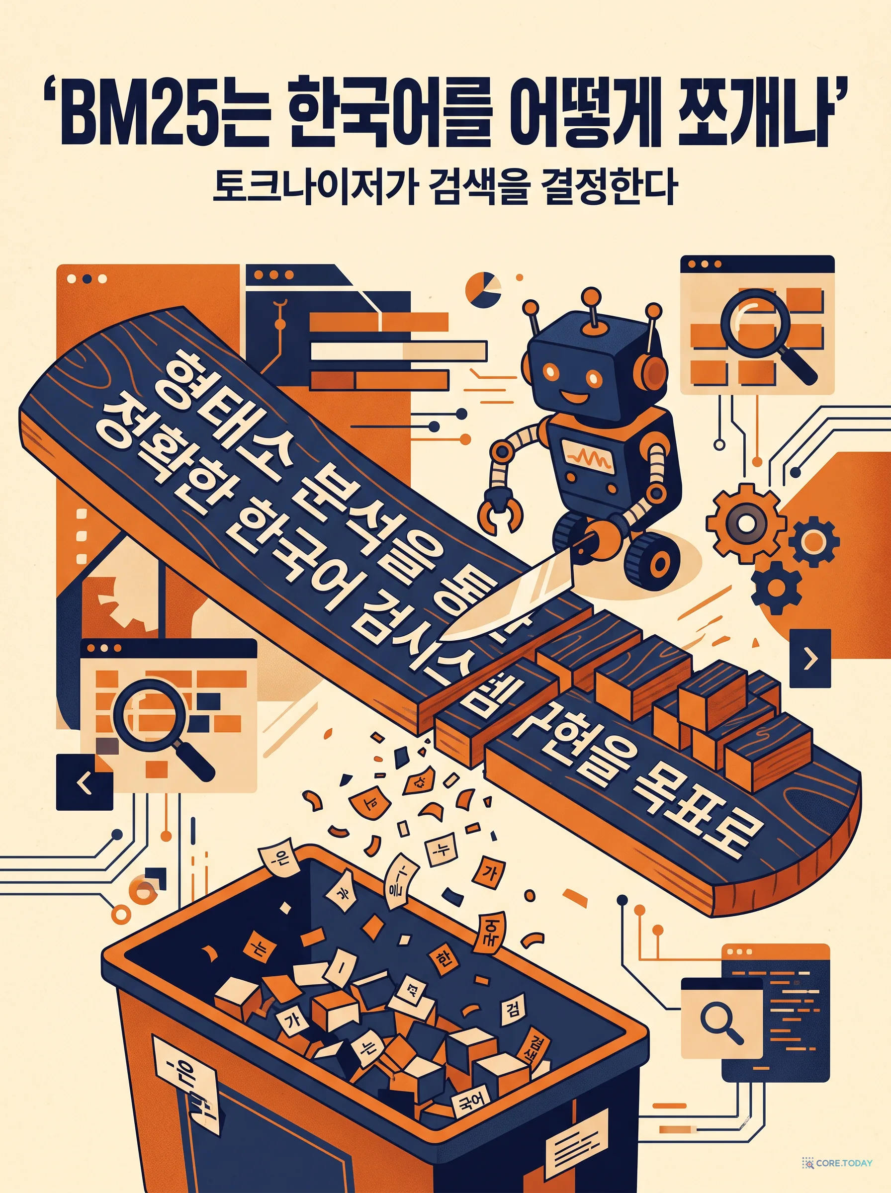 BM25는 한국어를 어떻게 쪼개나 — 조사·복합명사·영한 혼용, 토크나이저가 검색을 결정한다 (한국어 검색 스택 5편)