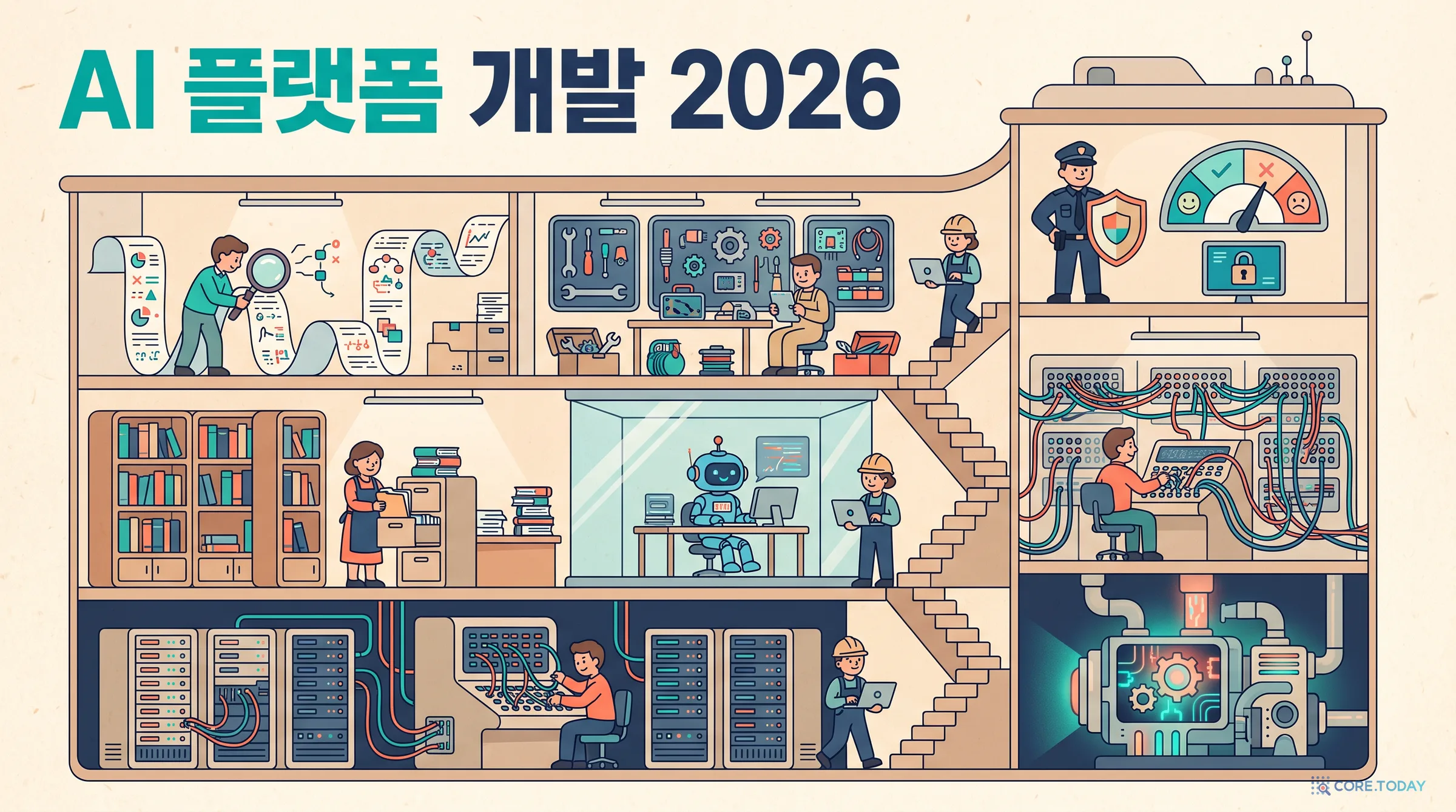 AI 플랫폼은 모델 바깥에서 만들어진다 — 2026년 일곱 층의 노하우와 서빙 플랫폼 지도