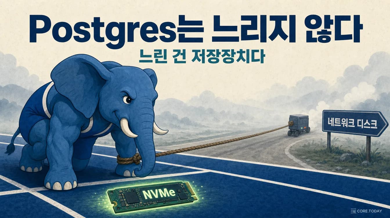 Postgres는 느리지 않다, 느린 건 저장장치다 — 37ms 영수증으로 읽는 데이터베이스와 디스크의 50년