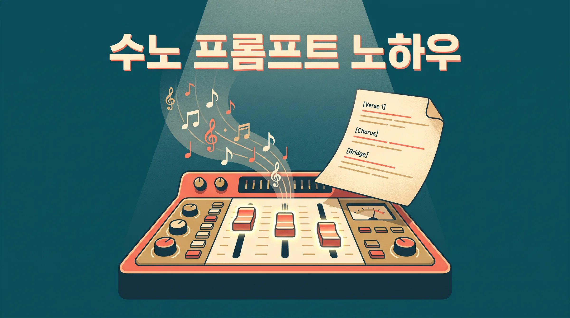 Suno 프롬프트 작성 노하우 — Style 한 줄, 가사 태그, 슬라이더 세 개, 그리고 반복