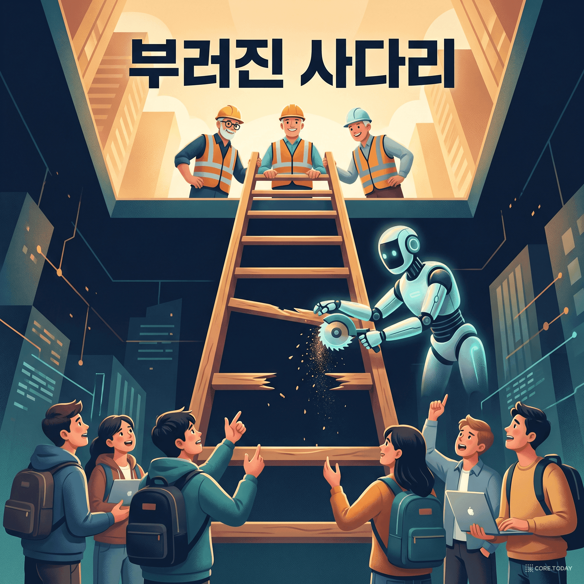 부러진 사다리 — 오늘 주니어를 안 뽑으면, 2031년엔 시니어가 없다: AI가 끊어버린 견습의 고리