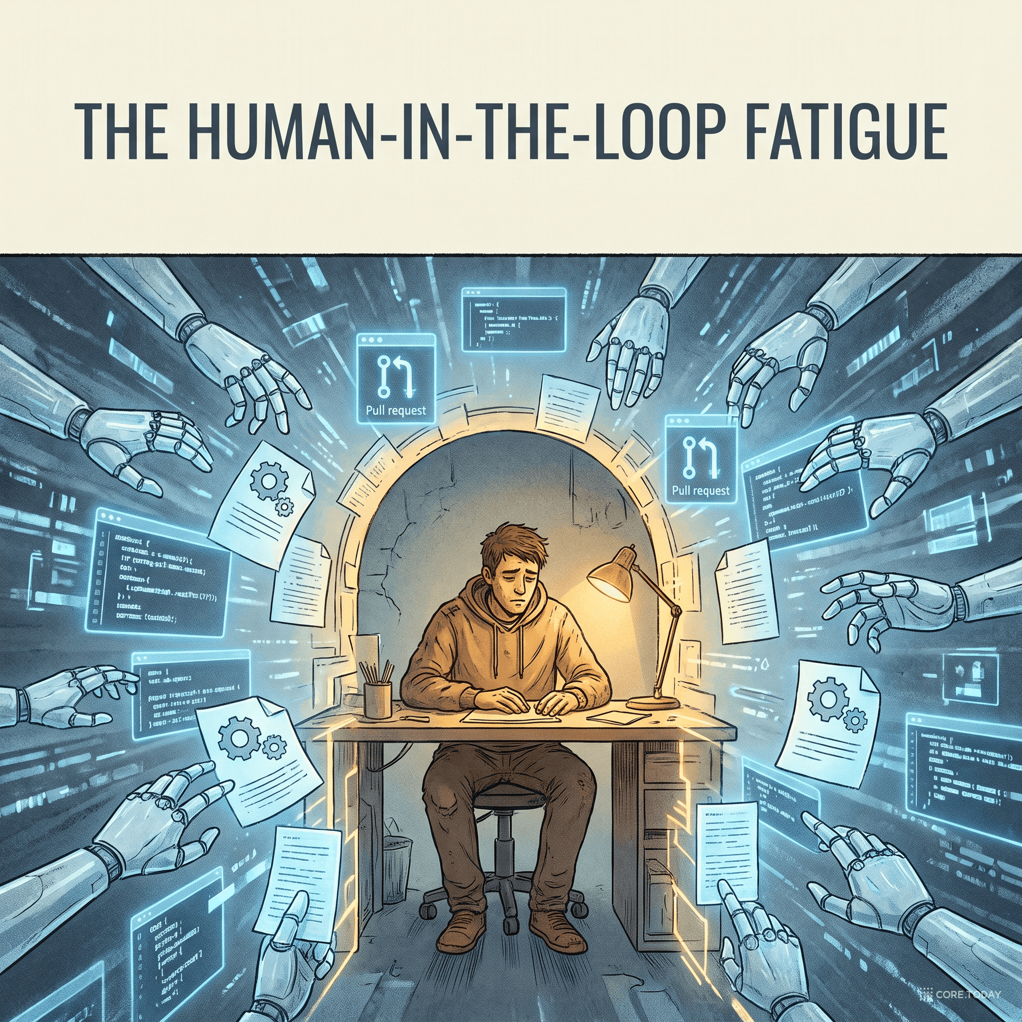 인간은 루프 안에서 지쳤다 — 'Human-in-the-Loop'의 70년史와, AI가 코딩의 보상을 훔쳐간 2026년