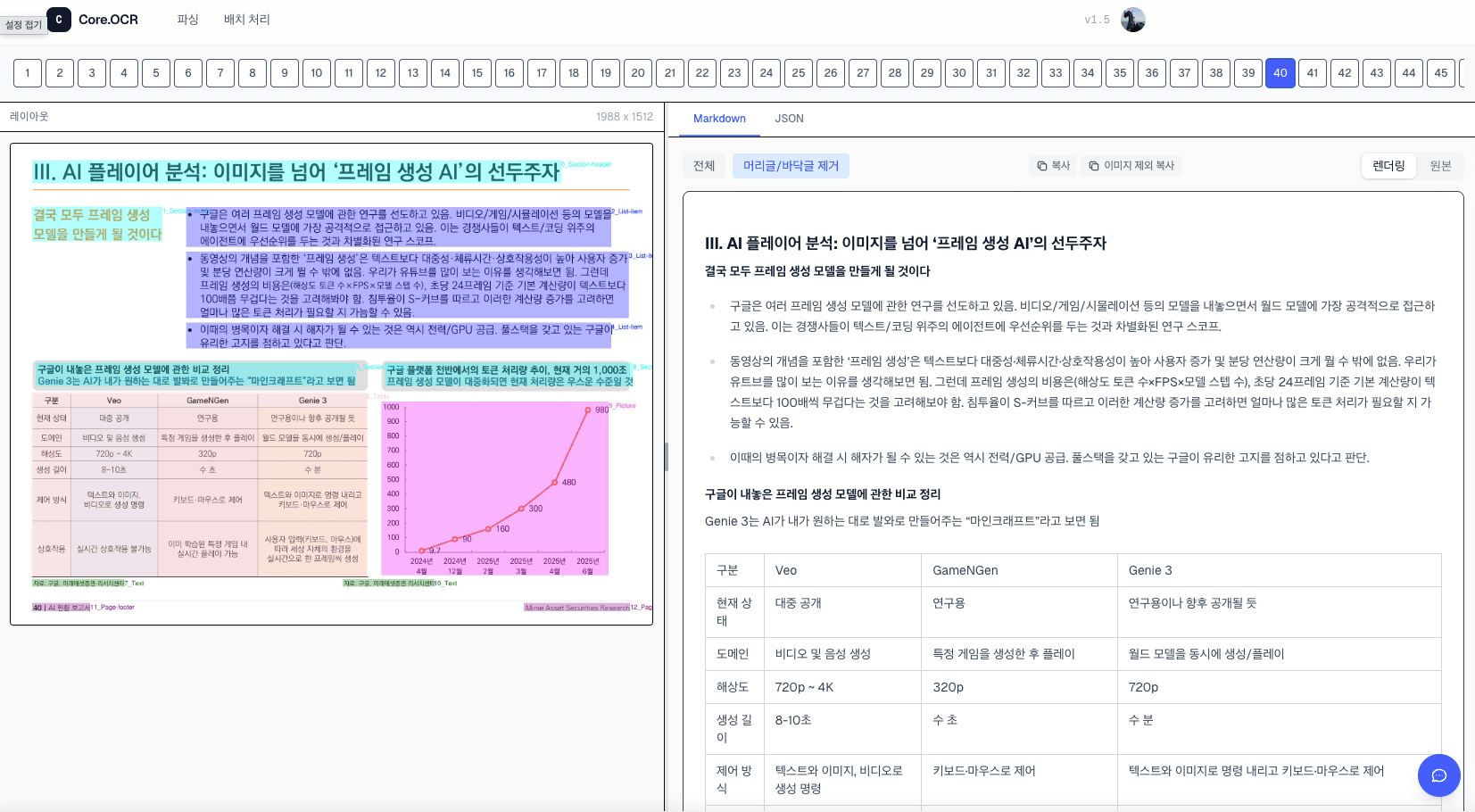 표·차트 혼합 문서 파싱
