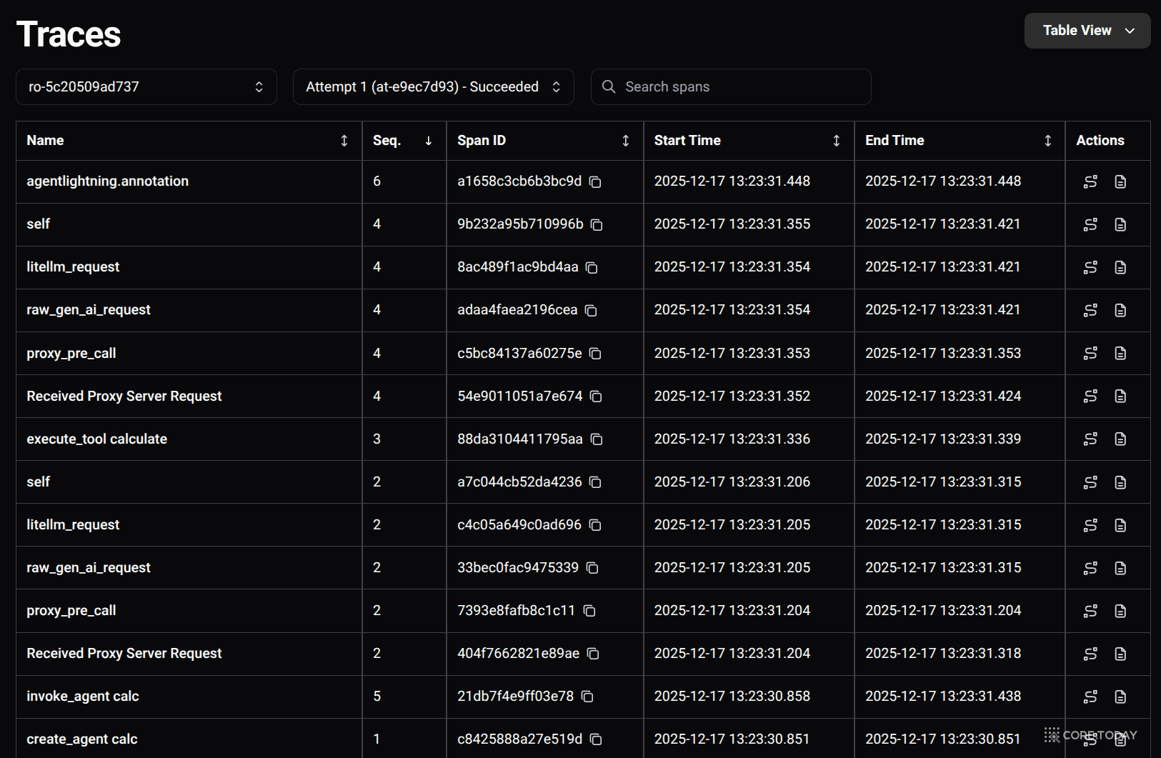 대시보드 — 트레이스 상세 뷰
