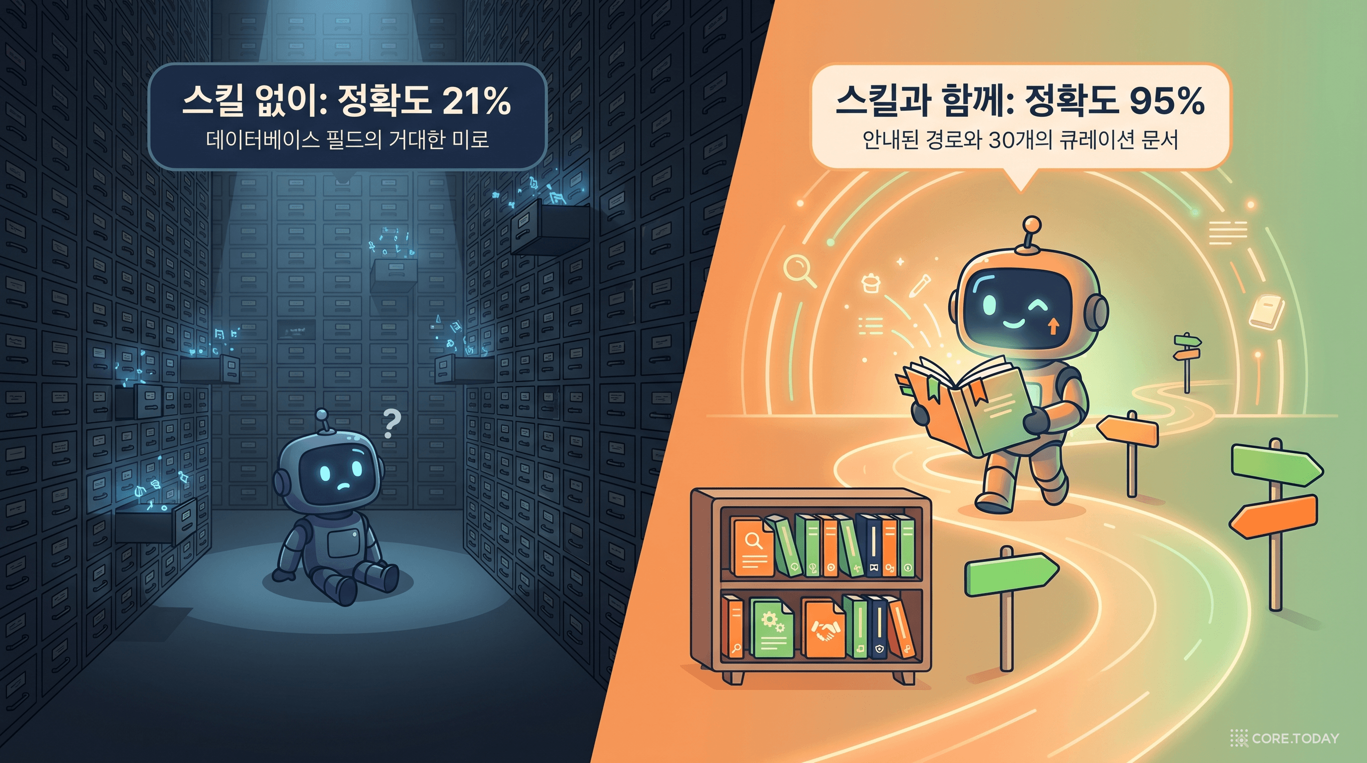 스킬 없이 vs 스킬과 함께 — 신입 로봇의 온보딩