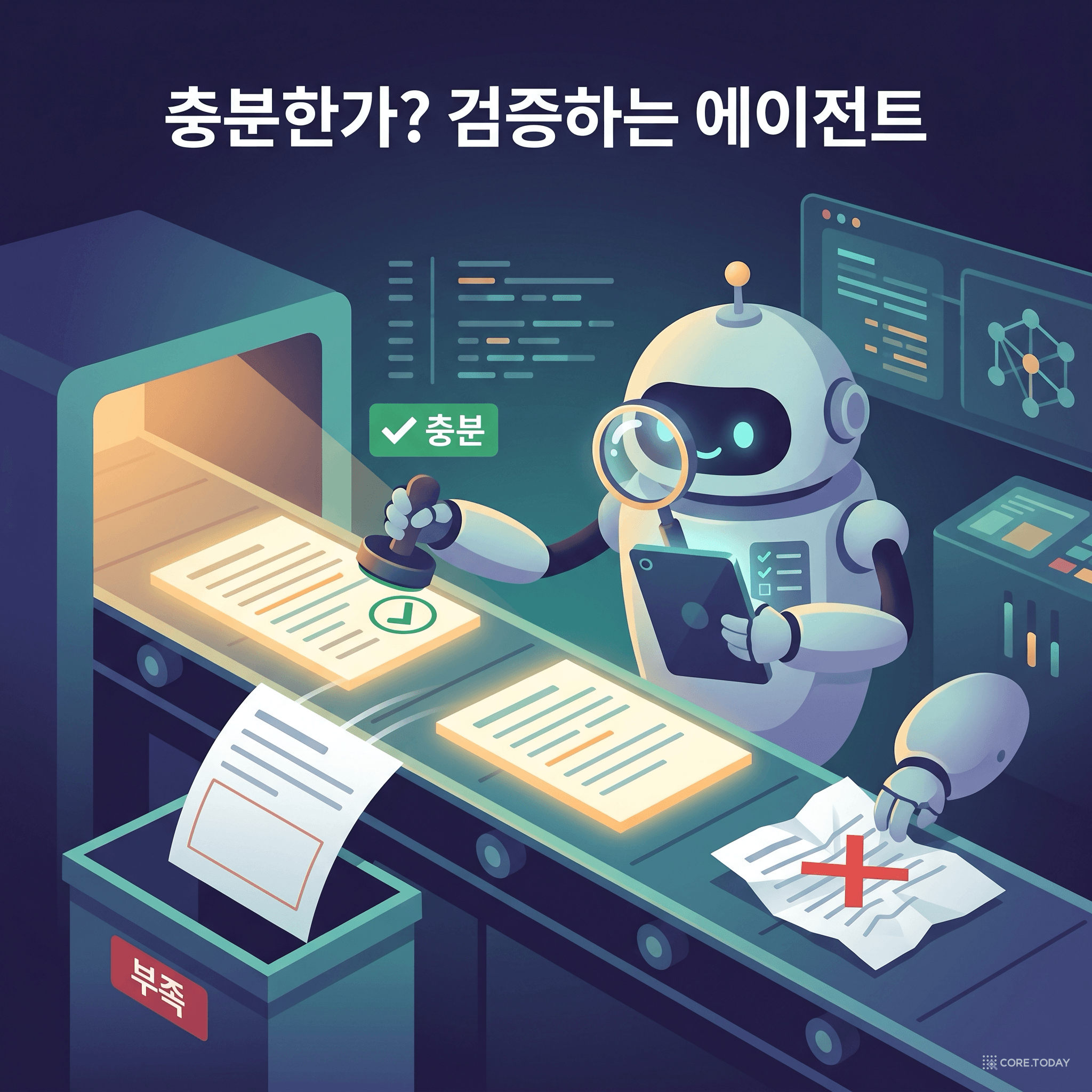 충분한지 검증하고 부족하면 되돌려보내는 검사관 에이전트