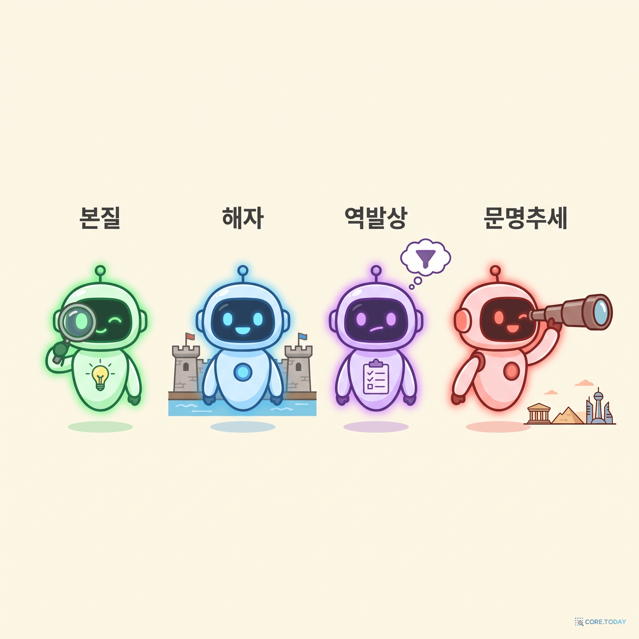 4대 거장 로봇 — 본질·해자·역발상·문명추세