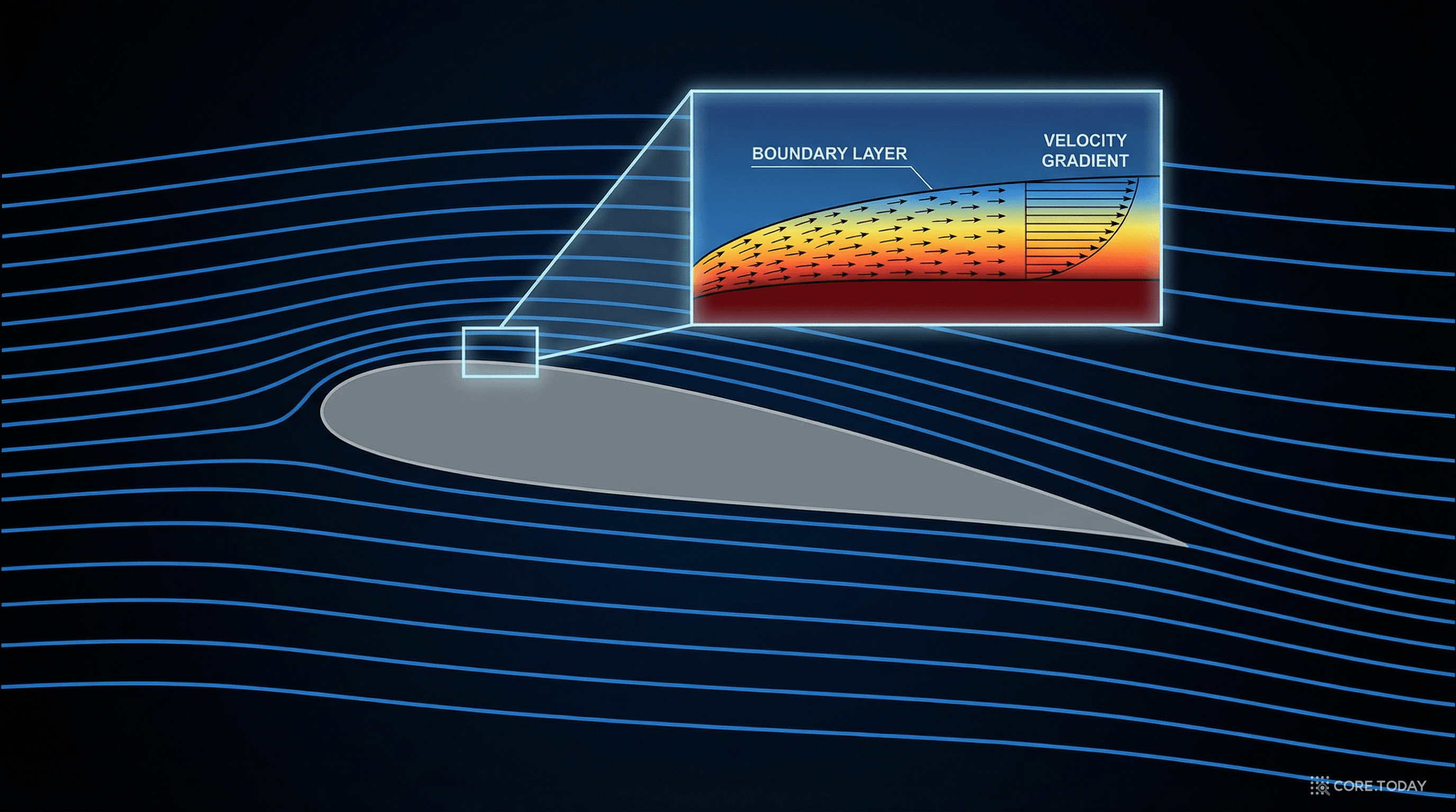 항공기 날개 주변 경계층 — 밀리미터 안에서 급격히 변하는 속도