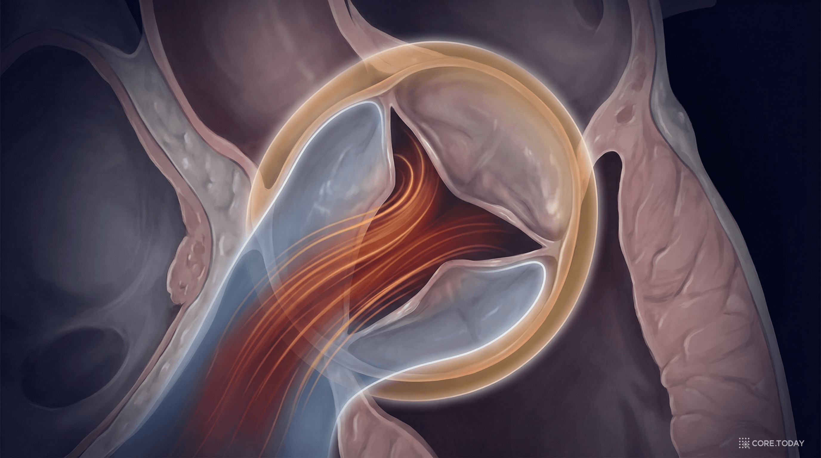 심장 판막 주변 혈류 시뮬레이션 — 유체와 구조 영역 분리