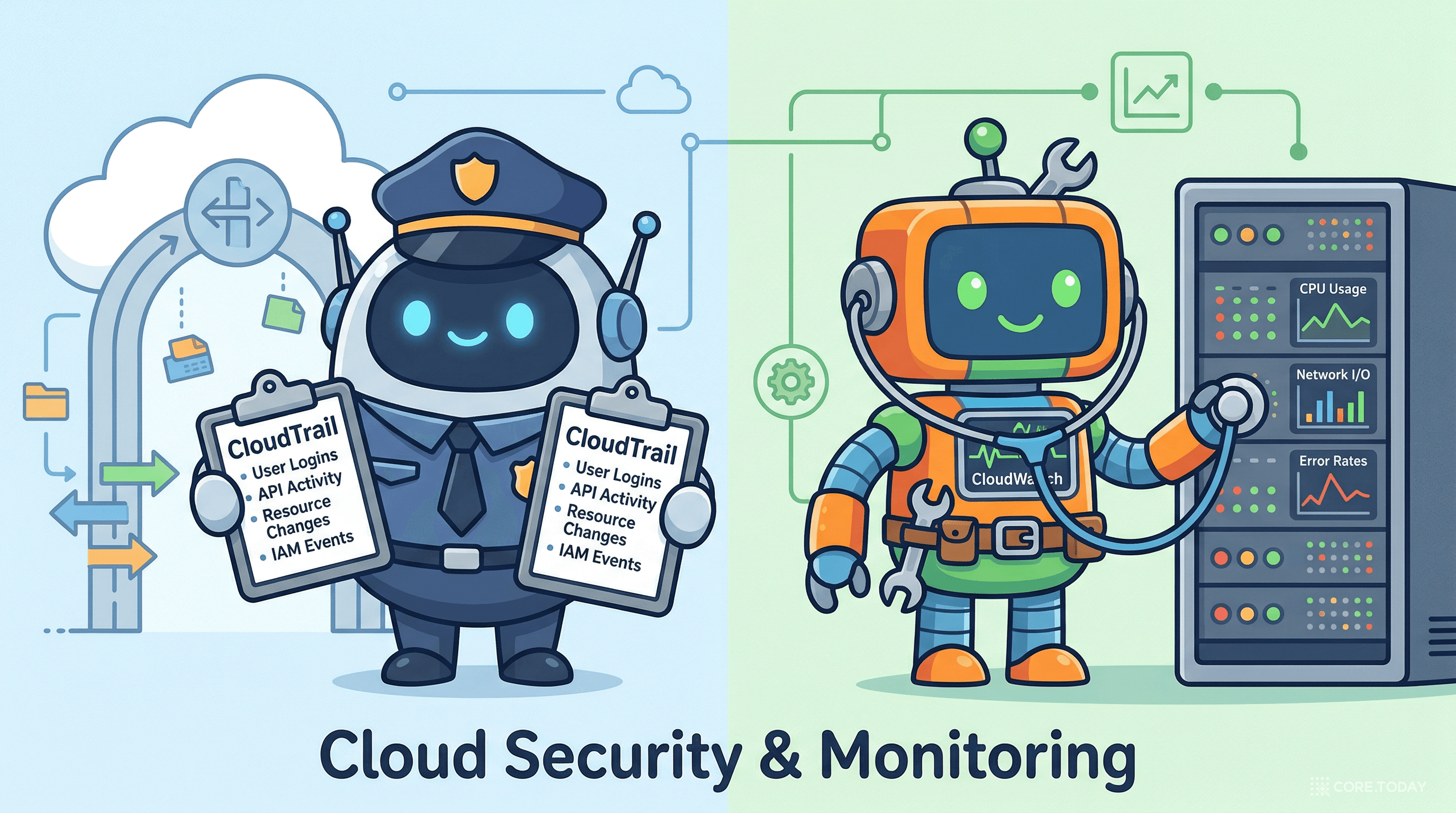 클라우드 보안과 모니터링을 담당하는 귀여운 로봇들