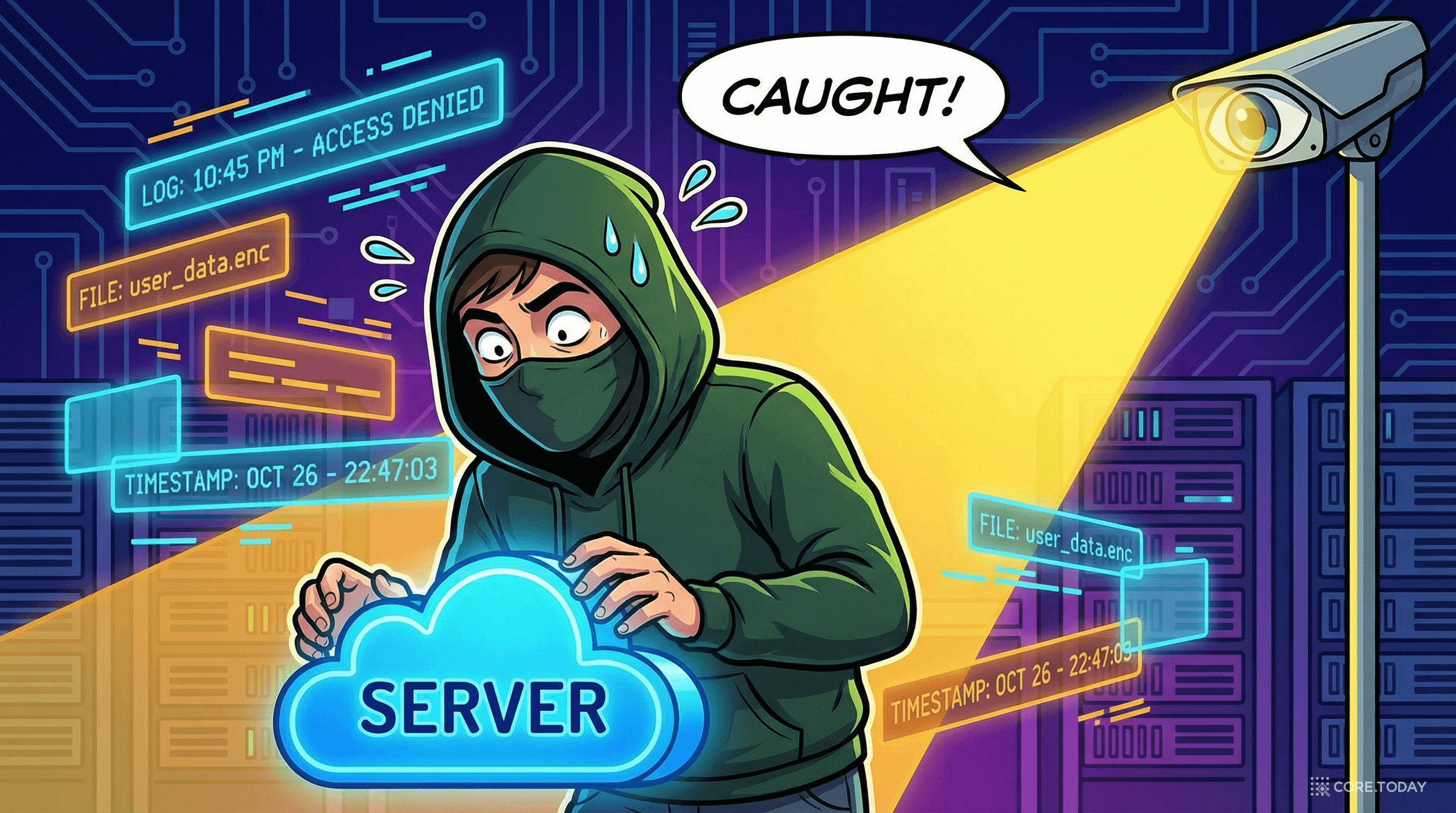 해커가 서버에 침입하려다 보안 카메라에 포착된 장면 — AI 보안의 중요성