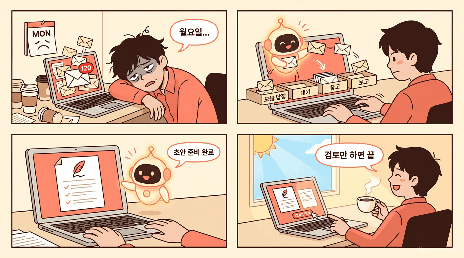 비서실장의 월요일 아침 — 메일 120통이 정리되기까지