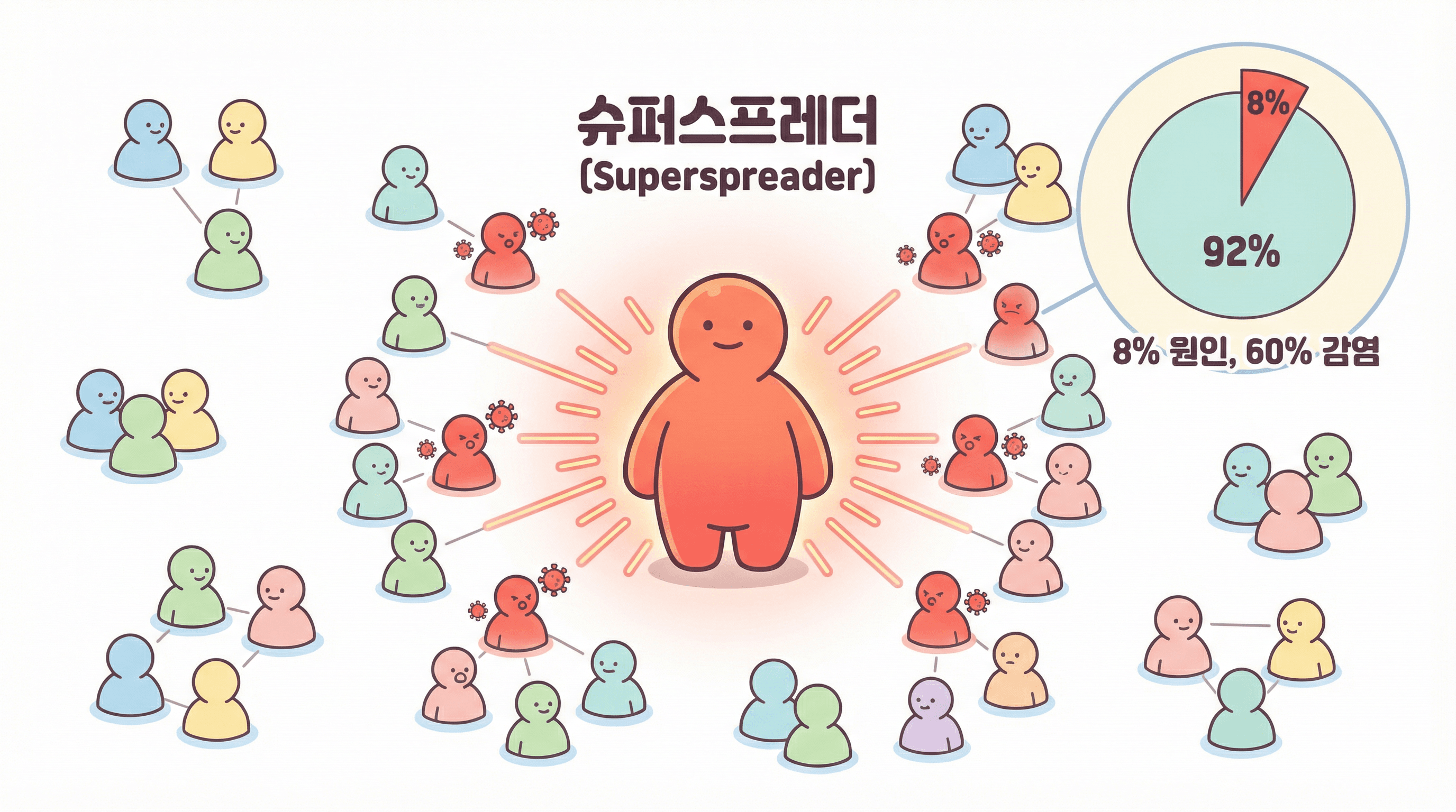 슈퍼스프레더: 8%의 감염자가 60%의 전파를 일으킨다