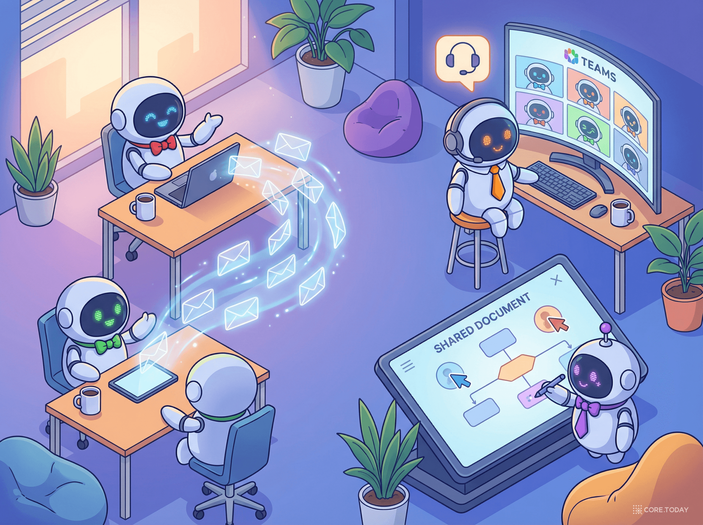 이메일, Teams, 공유 문서로 협업하는 디지털 직원들