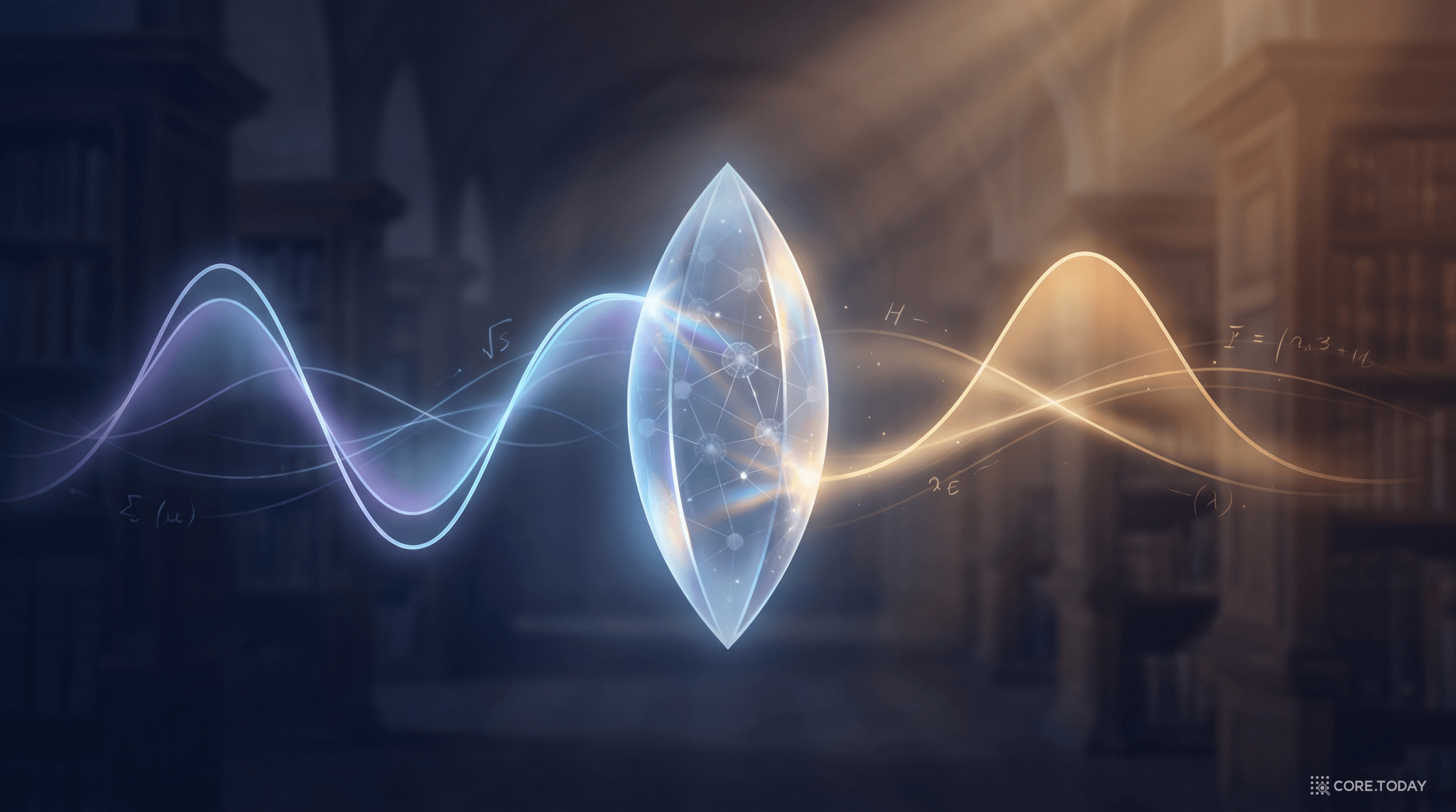 함수를 먹고 함수를 뱉는다 — 입력 곡선이 신경망 프리즘을 통과해 전혀 다른 출력 곡선으로 변환되는 연산자 학습의 핵심 은유