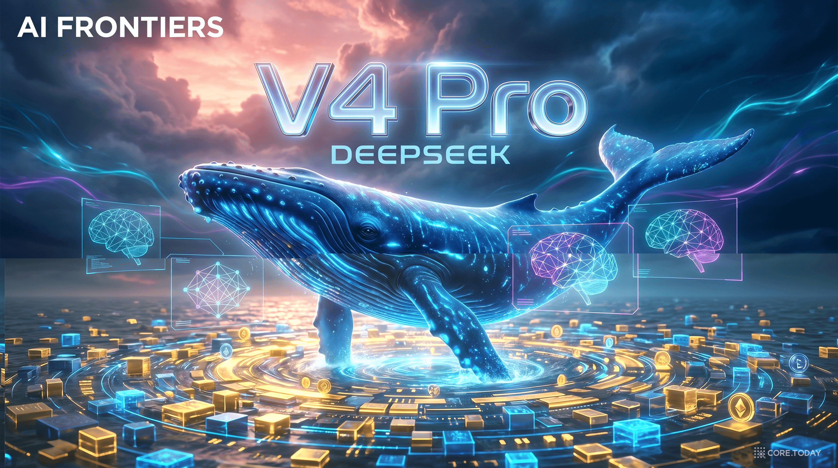 DeepSeek V4 Pro 발표 — 거대한 푸른 고래가 데이터의 바다를 뚫고 솟구쳐 오르다