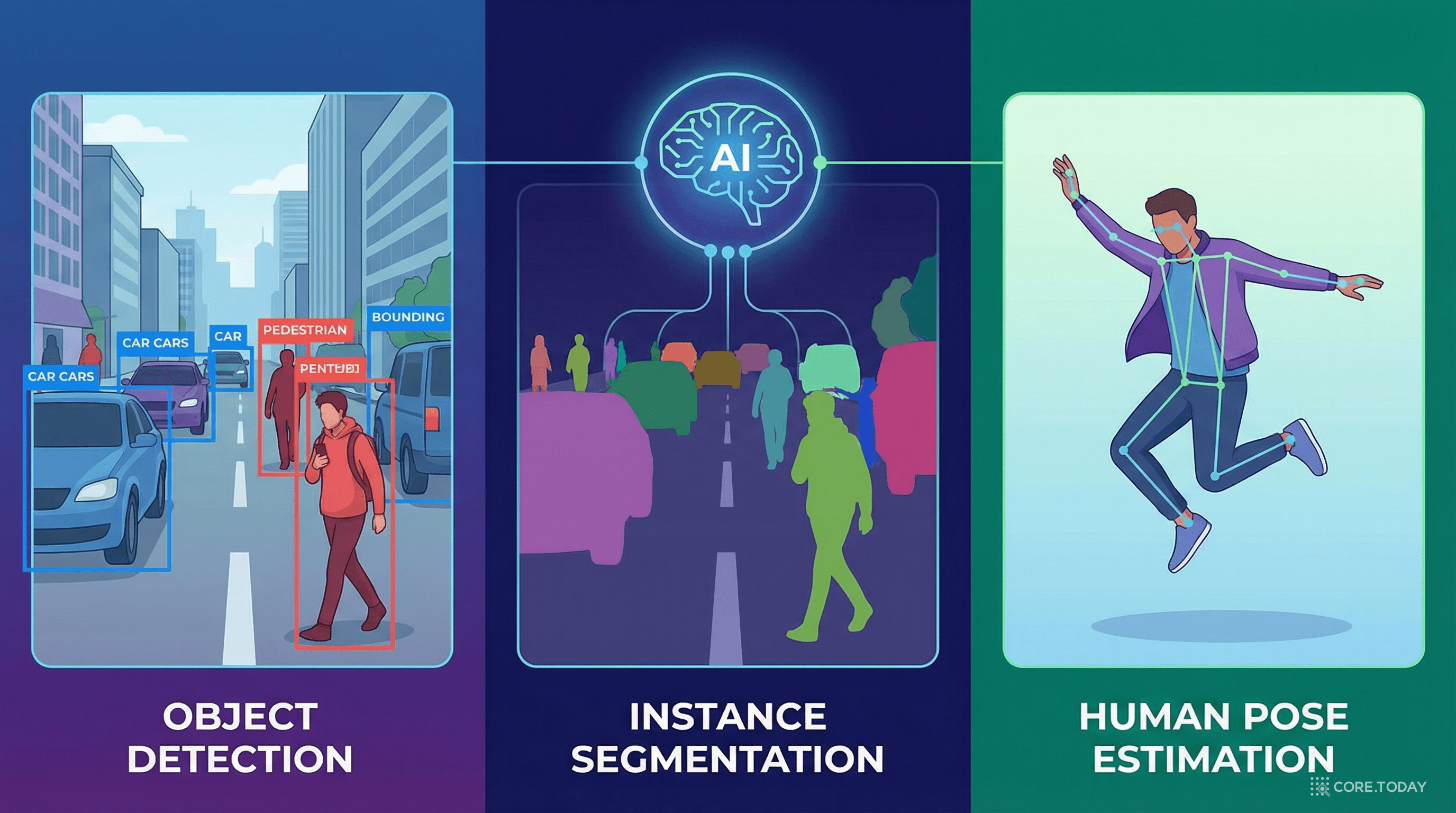 하나의 ECViT 백본이 세 가지 태스크(검출, 분할, 포즈)에 공유되는 구조
