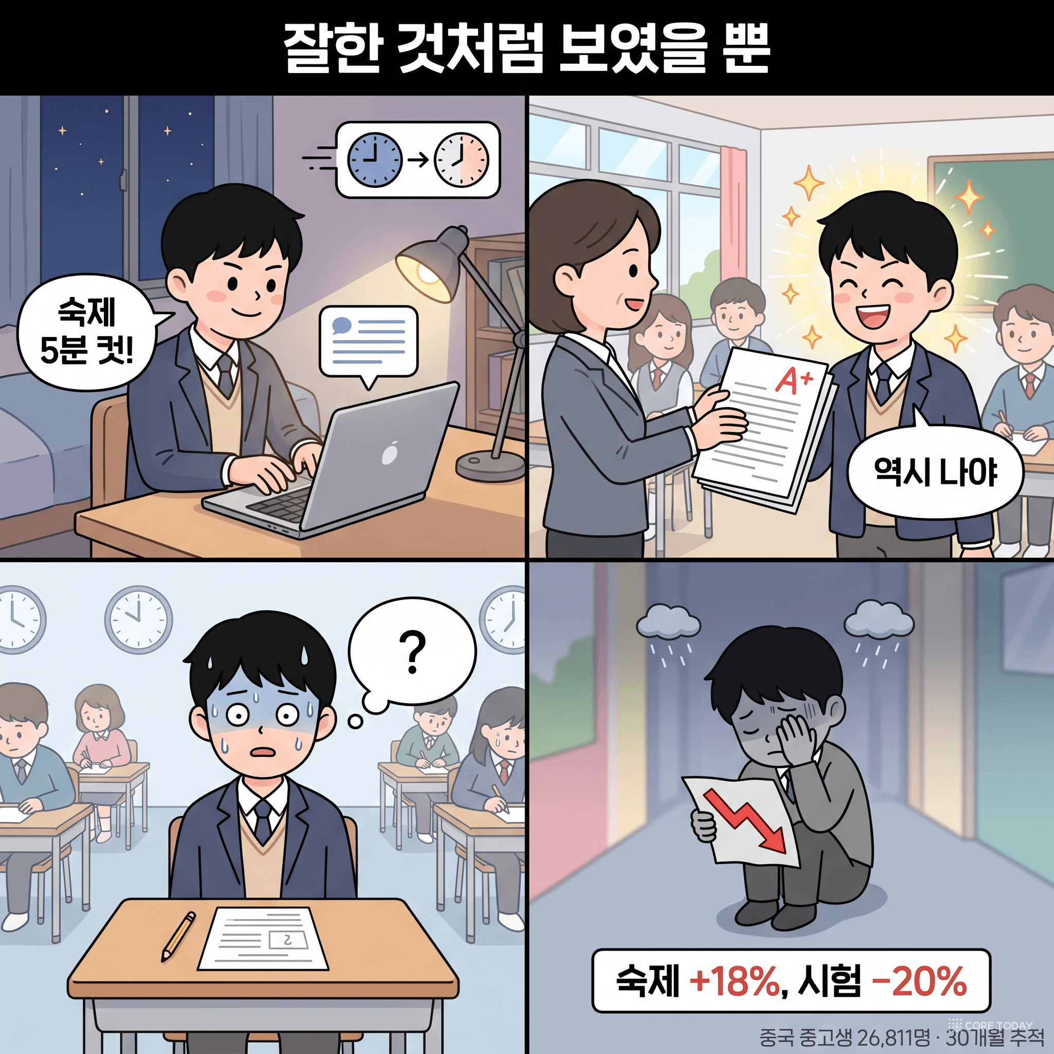 숙제는 A+, 시험은 폭락