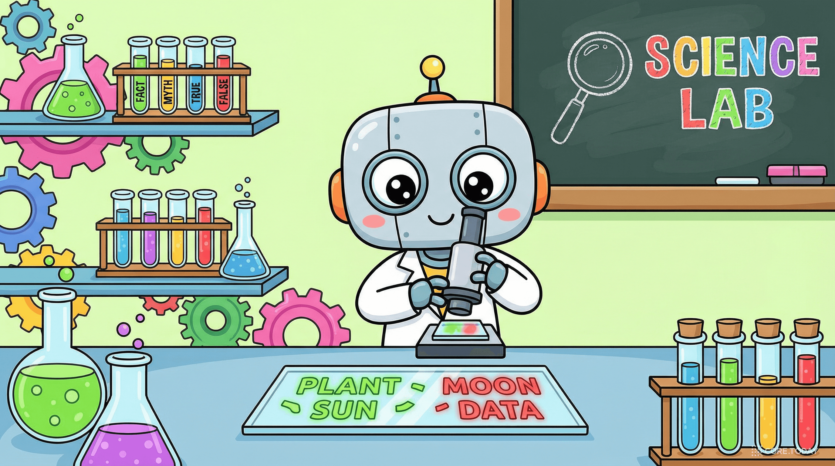 AI 과학자 로봇이 사실을 검증하는 모습