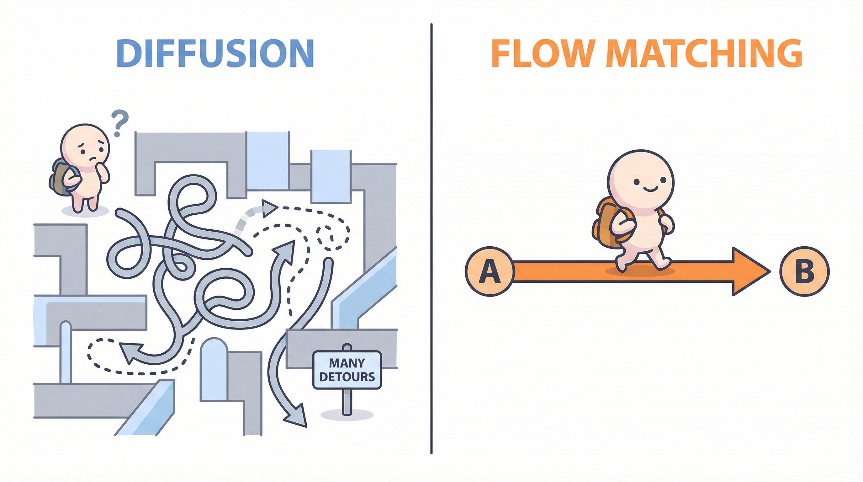 확산 vs Flow Matching 비교