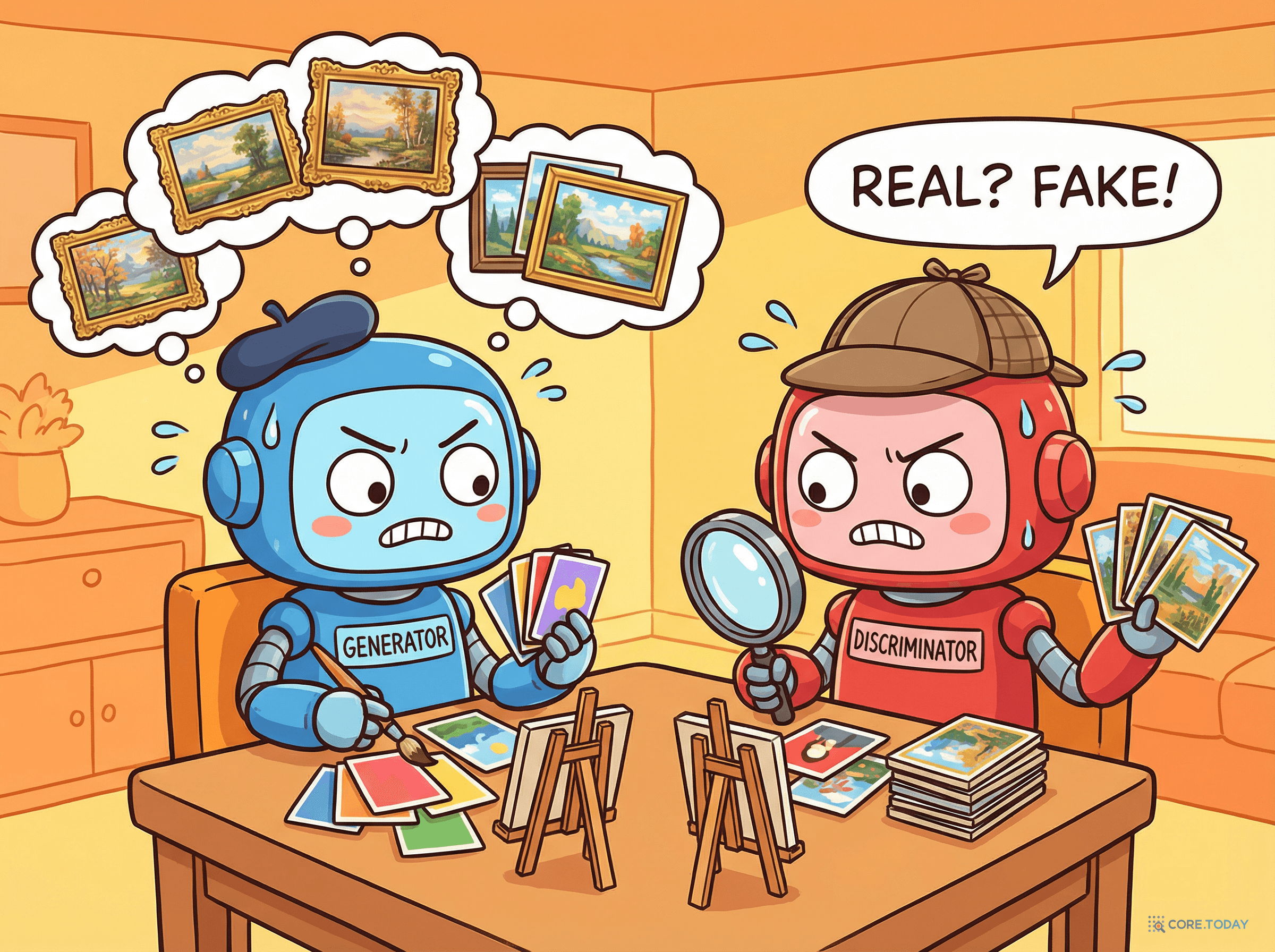 GAN의 핵심 — 그림을 그리는 생성자와 진위를 판별하는 감별자