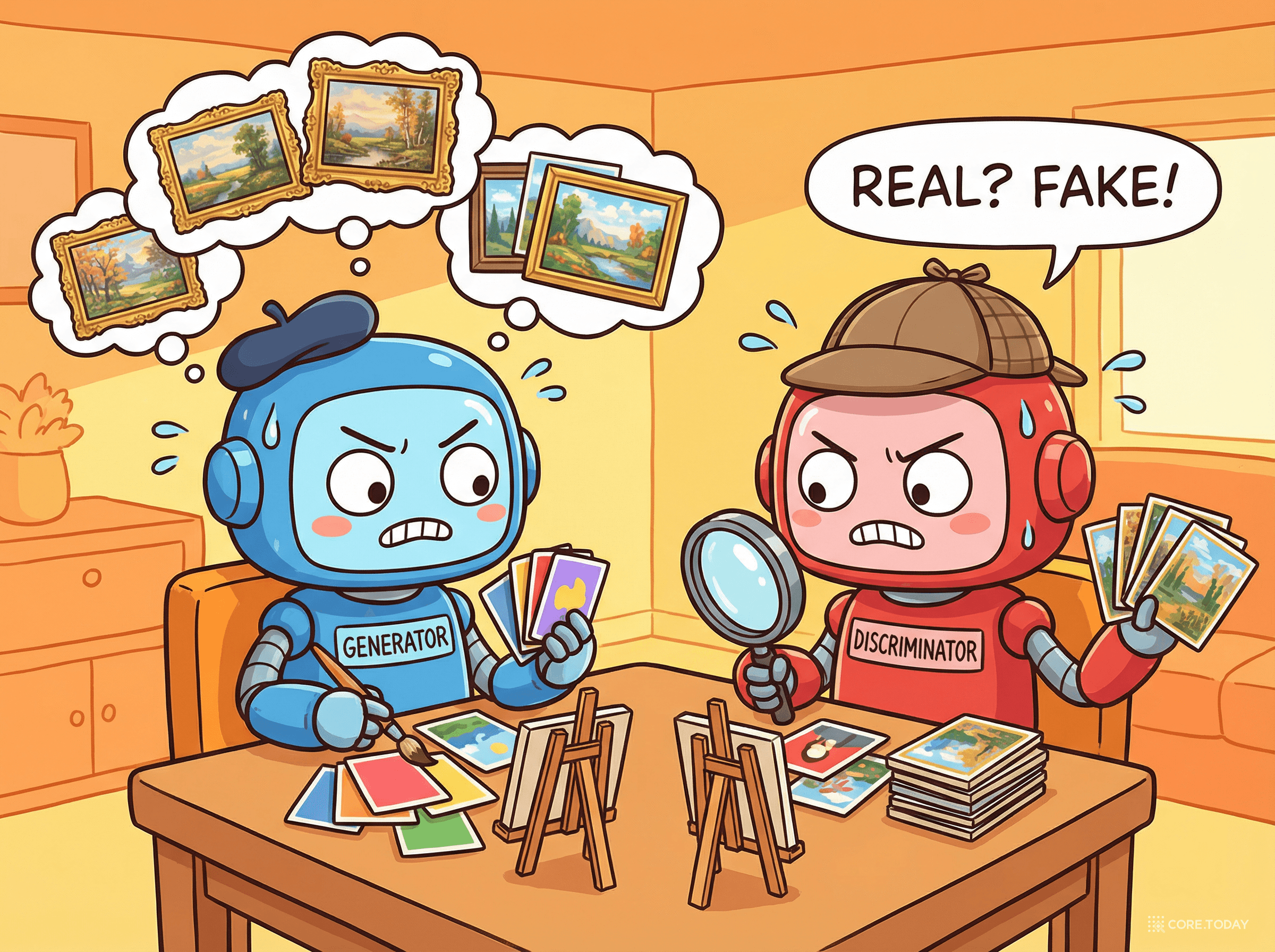 GAN의 핵심 — 그림을 그리는 생성자와 진위를 판별하는 감별자