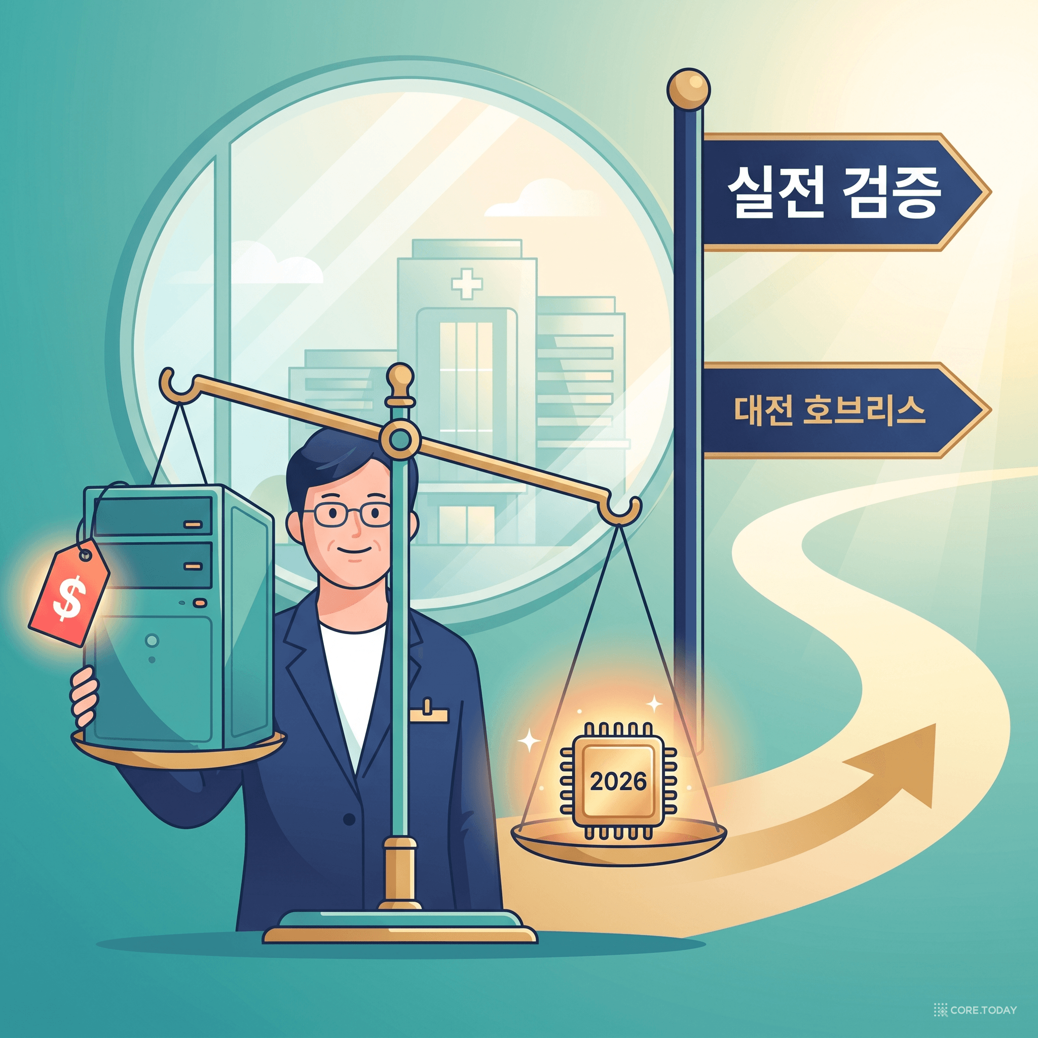 2026년 병원 구매 결정 — 비싼 전문 AI 서버와 저렴한 범용 AI 칩을 저울에 올린 병원장, 뒤에서 ‘독립적 실전 검증’을 가리키는 규제 당국