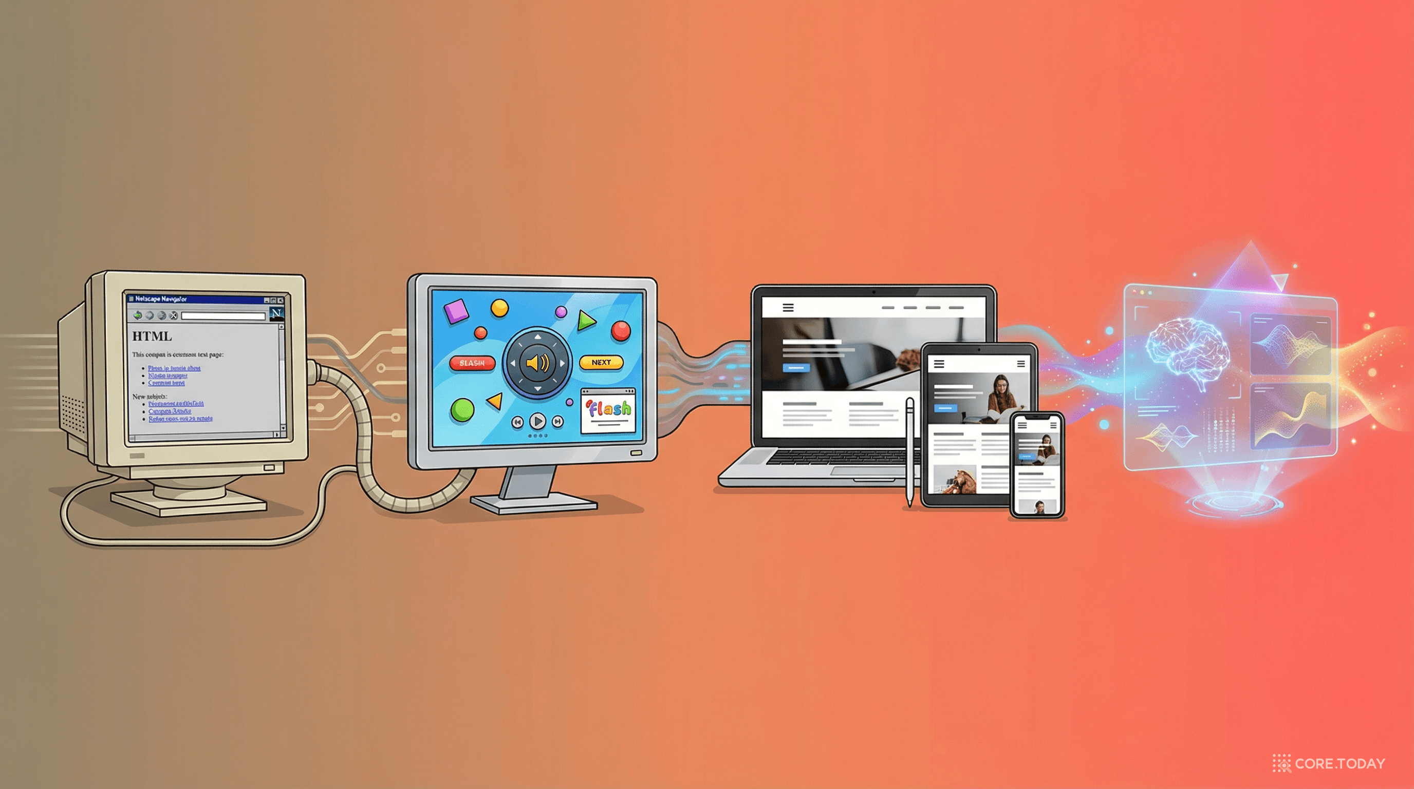 웹 디자인의 진화 — HTML 텍스트에서 AI 디자이너까지