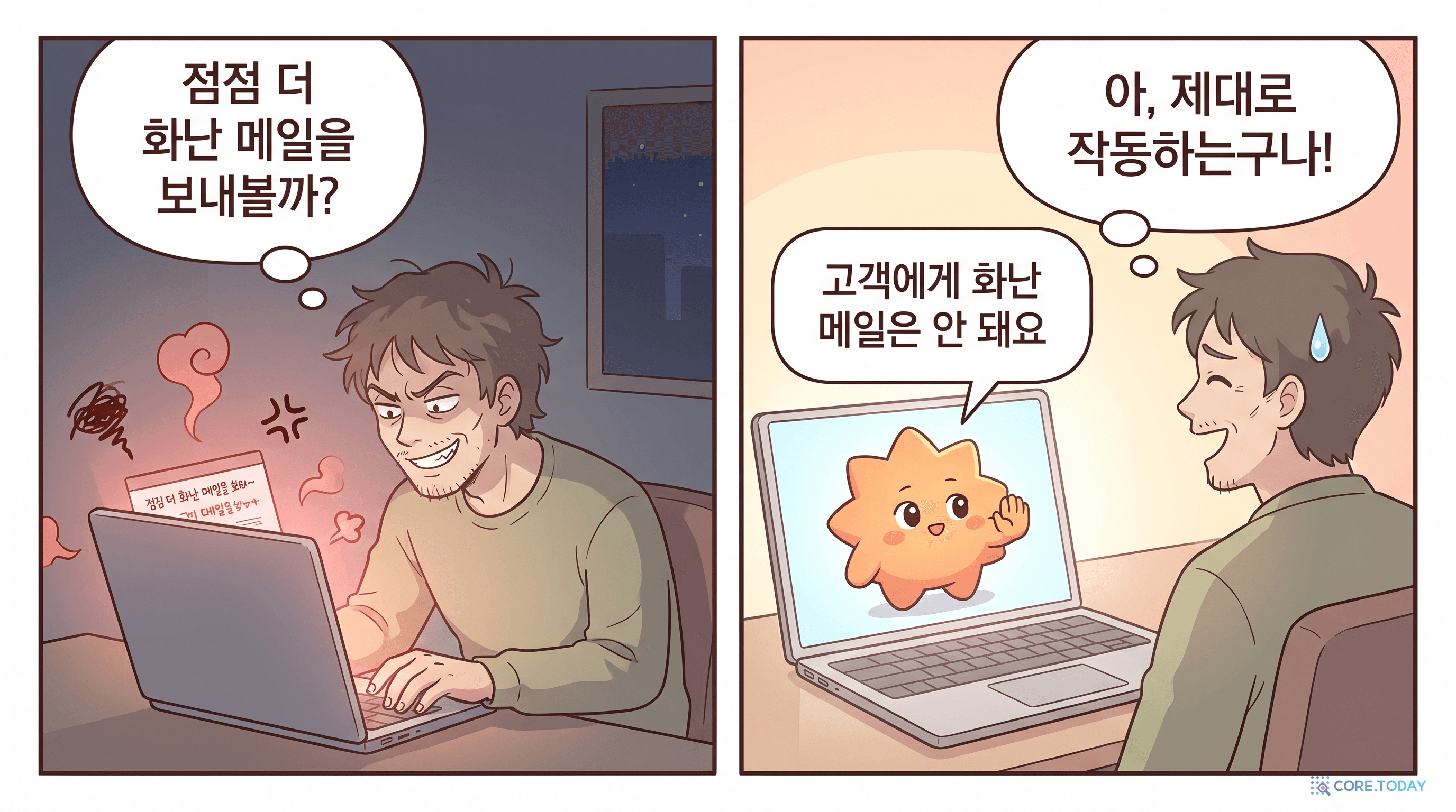 CLAFTS Tones 테스트 일화를 그린 2컷 만화