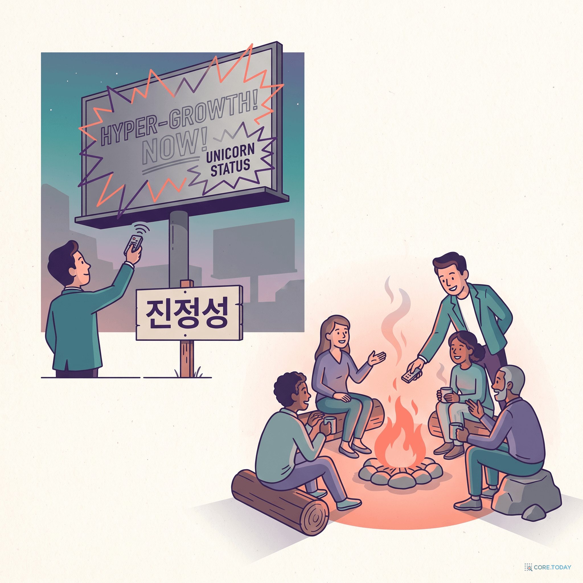 화려한 광고판을 끄고, 진솔한 대화의 모닥불을 켜다 — 화려함보다 진정성