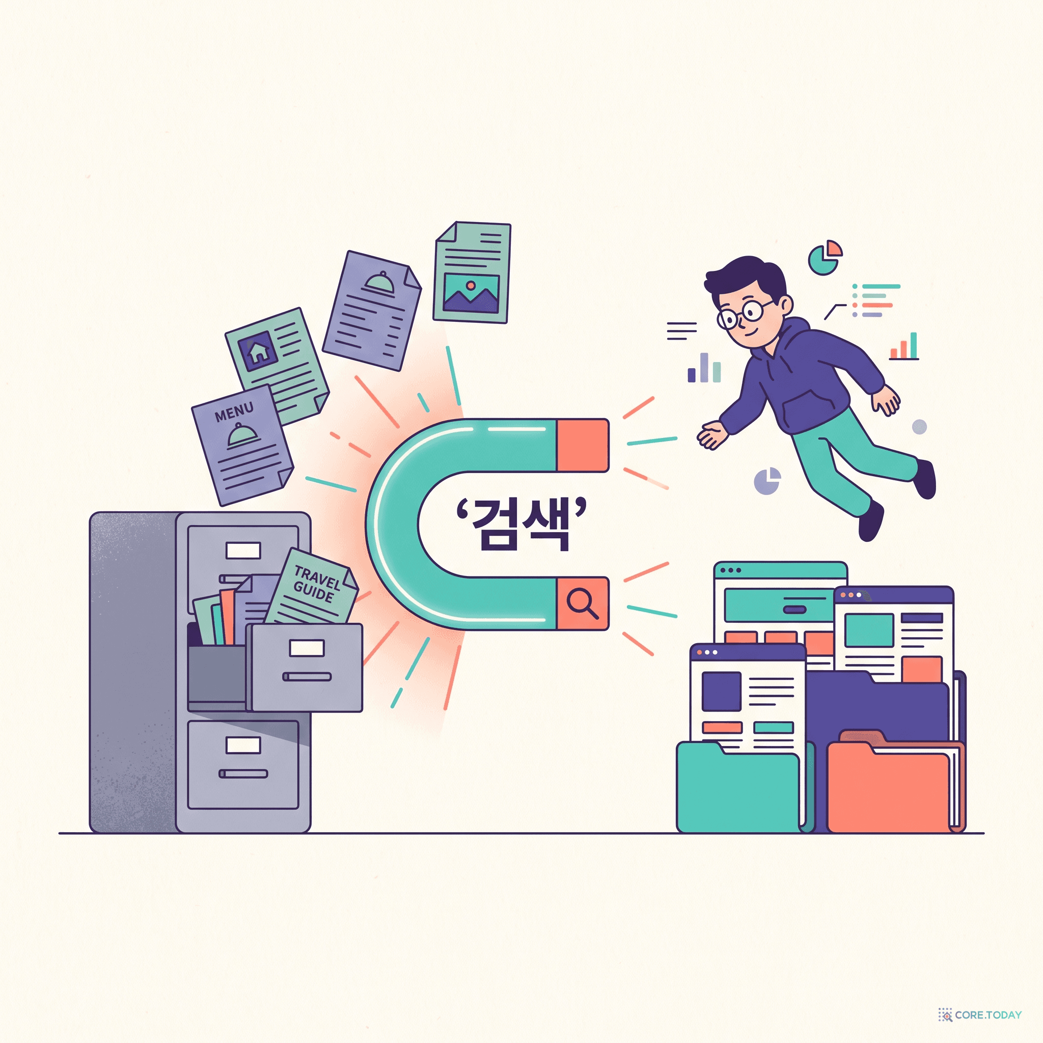 Pull 시대 — 검색이라는 자석이 흩어진 오프라인 정보를 끌어당긴다