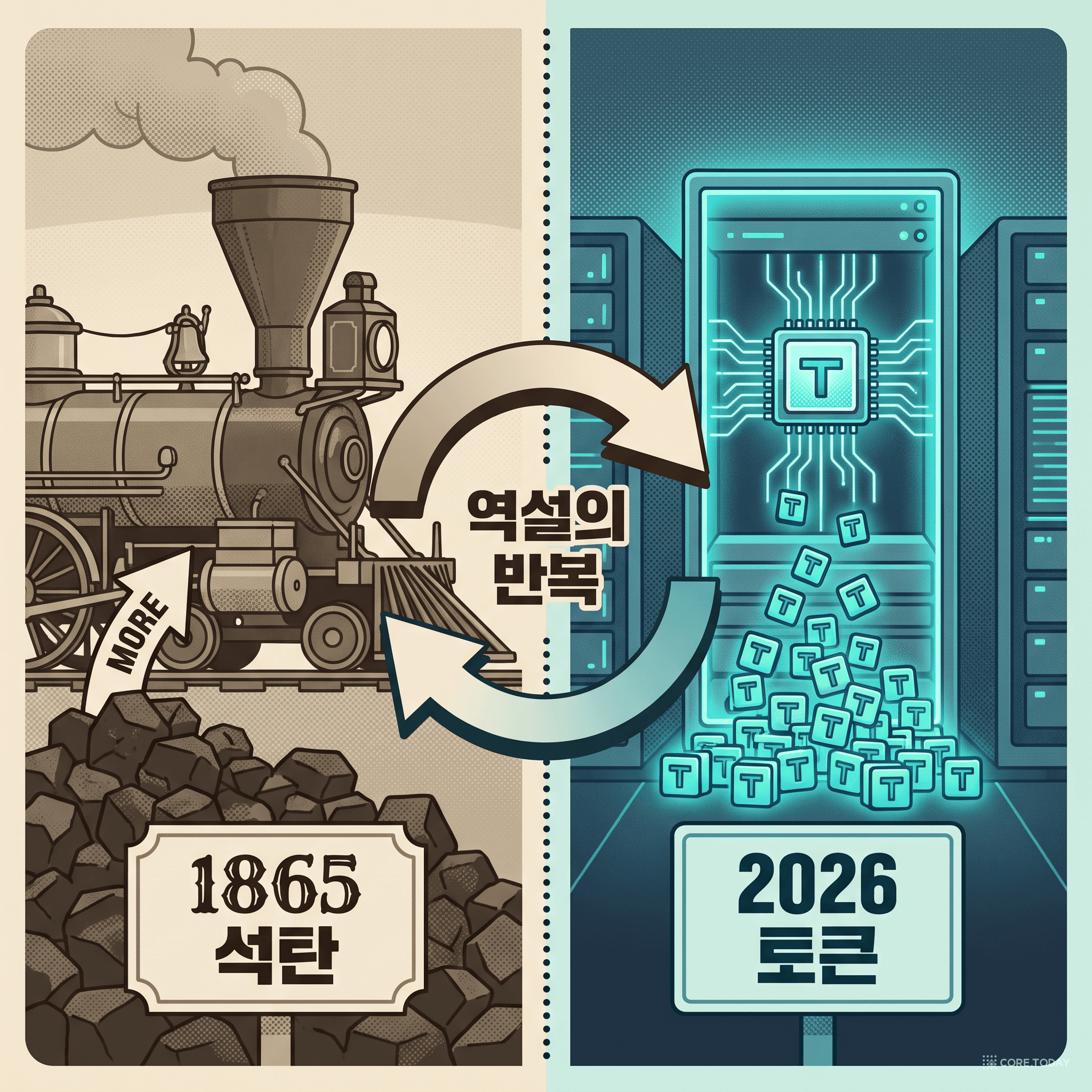 1865년의 석탄과 2026년의 토큰 — 효율이 오르면 소비가 폭발한다는 같은 법칙