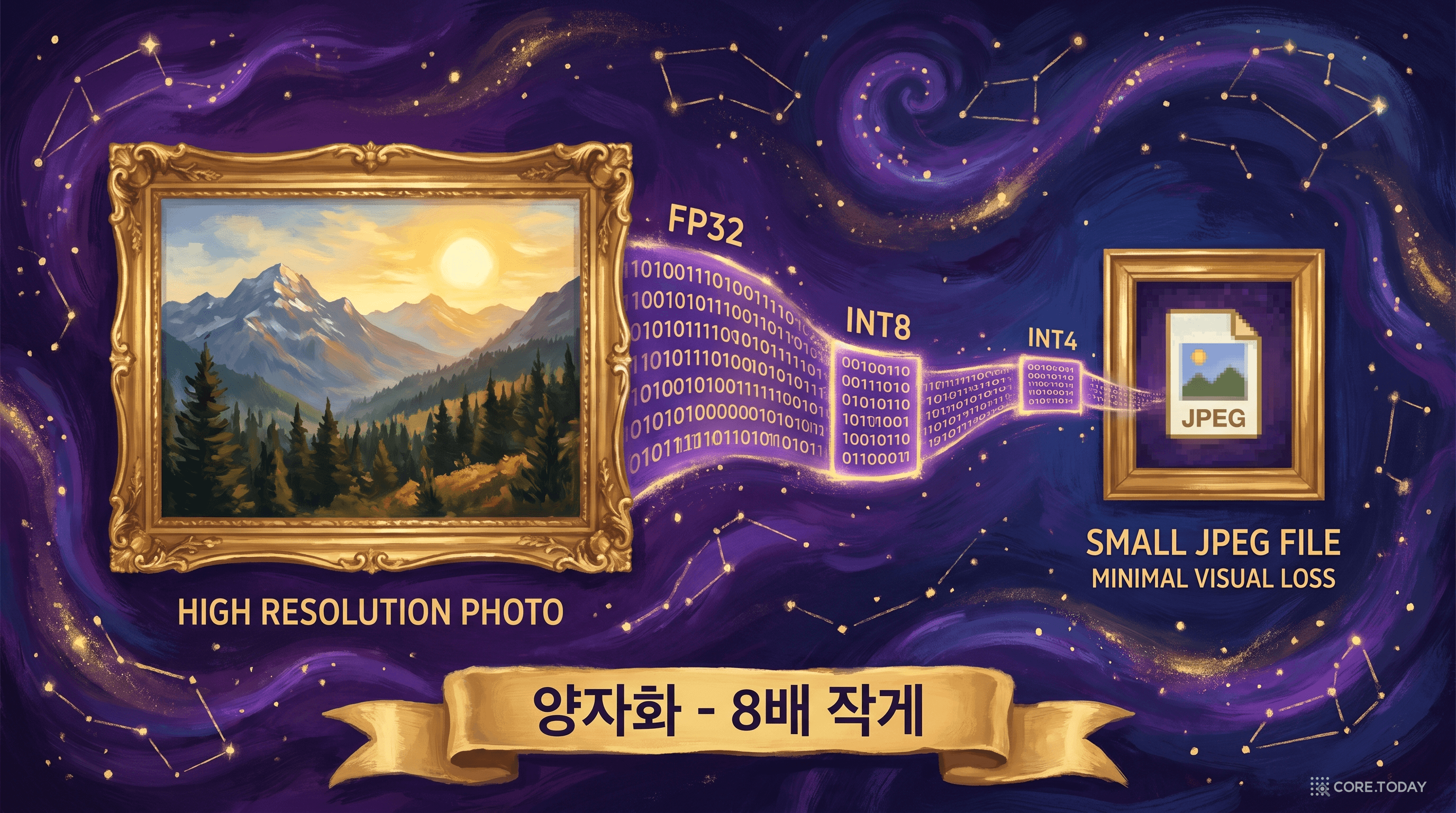 양자화는 JPEG 압축과 같다 — 정밀도를 줄여도 품질은 유지