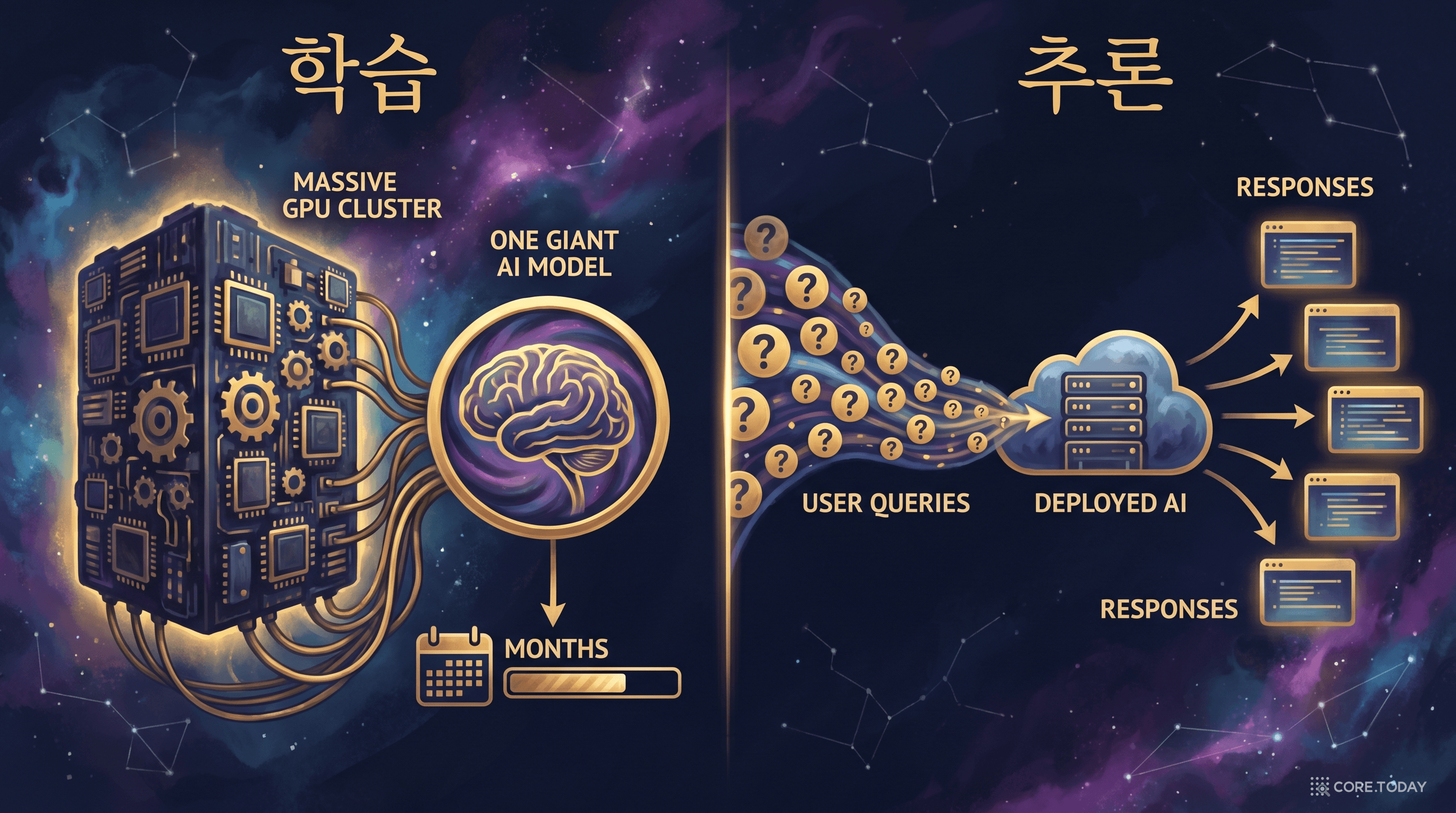학습 vs 추론 — 일회성 투자와 영구 운영 비용의 근본적 차이