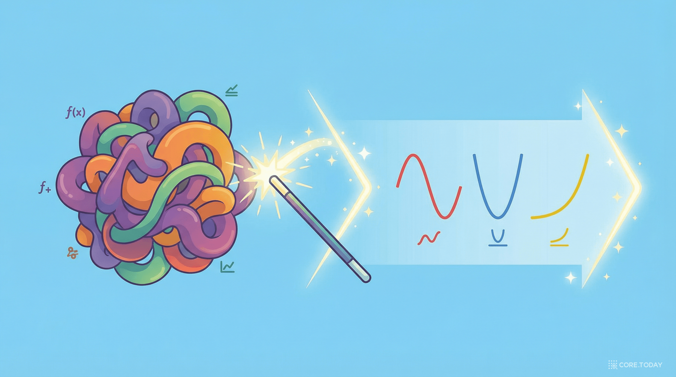 콜모고로프-아르놀드 정리 — 복잡한 다변수 함수가 단순한 일변수 함수들의 조합으로 분해되는 과정