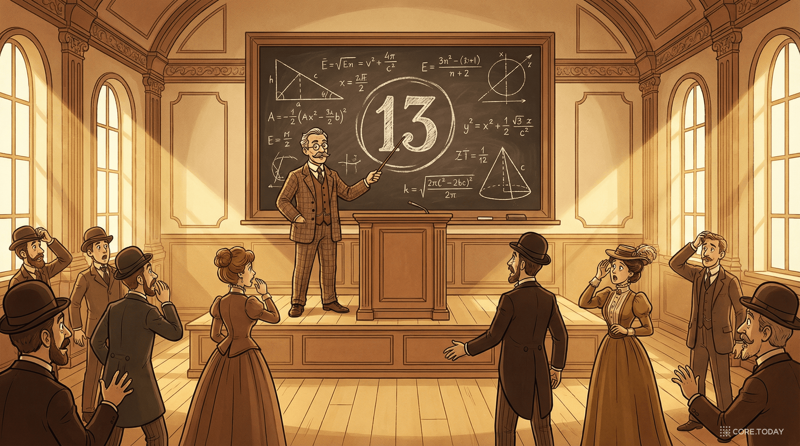 1900년 파리 수학자 대회 — 힐베르트가 13번 문제를 발표하는 장면