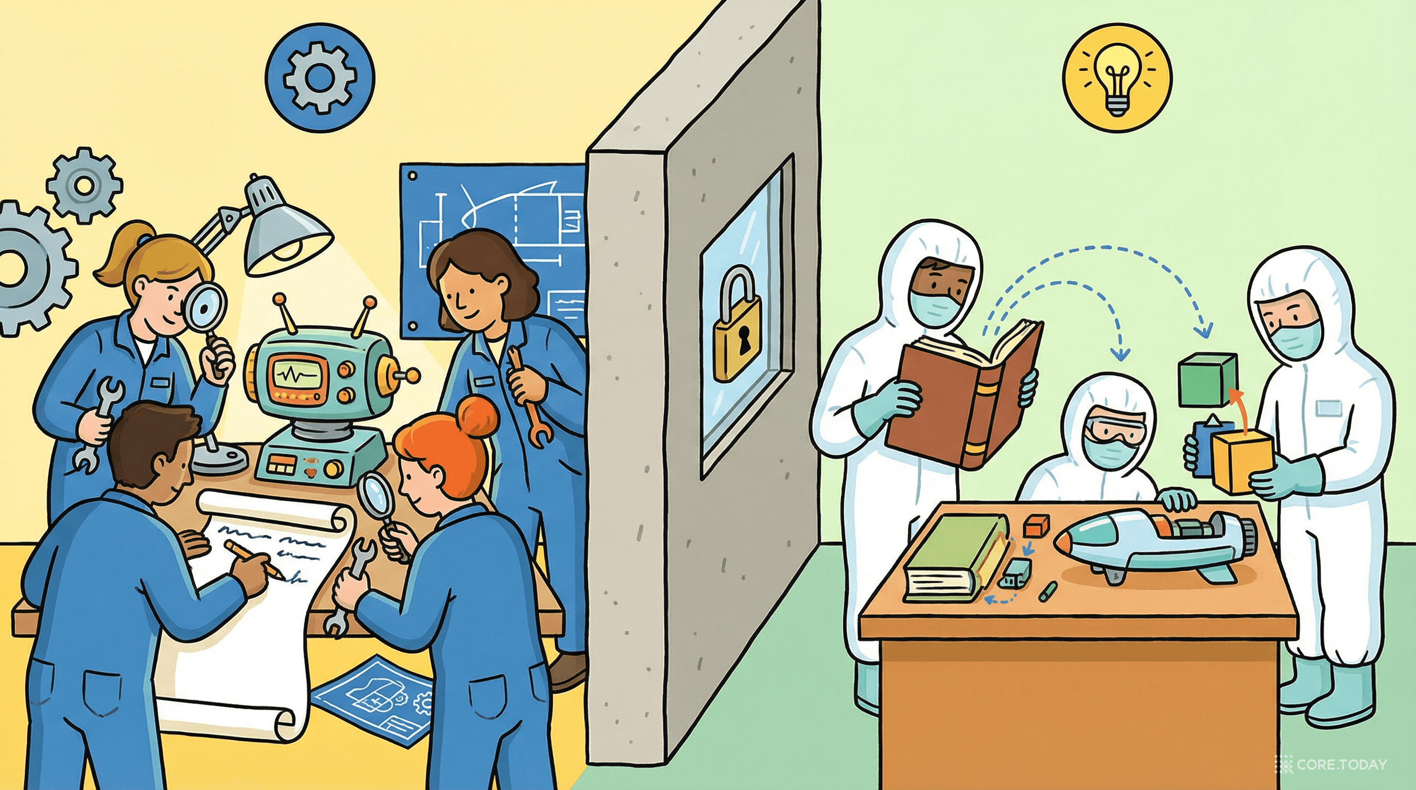 클린룸 역공학 개념의 일러스트