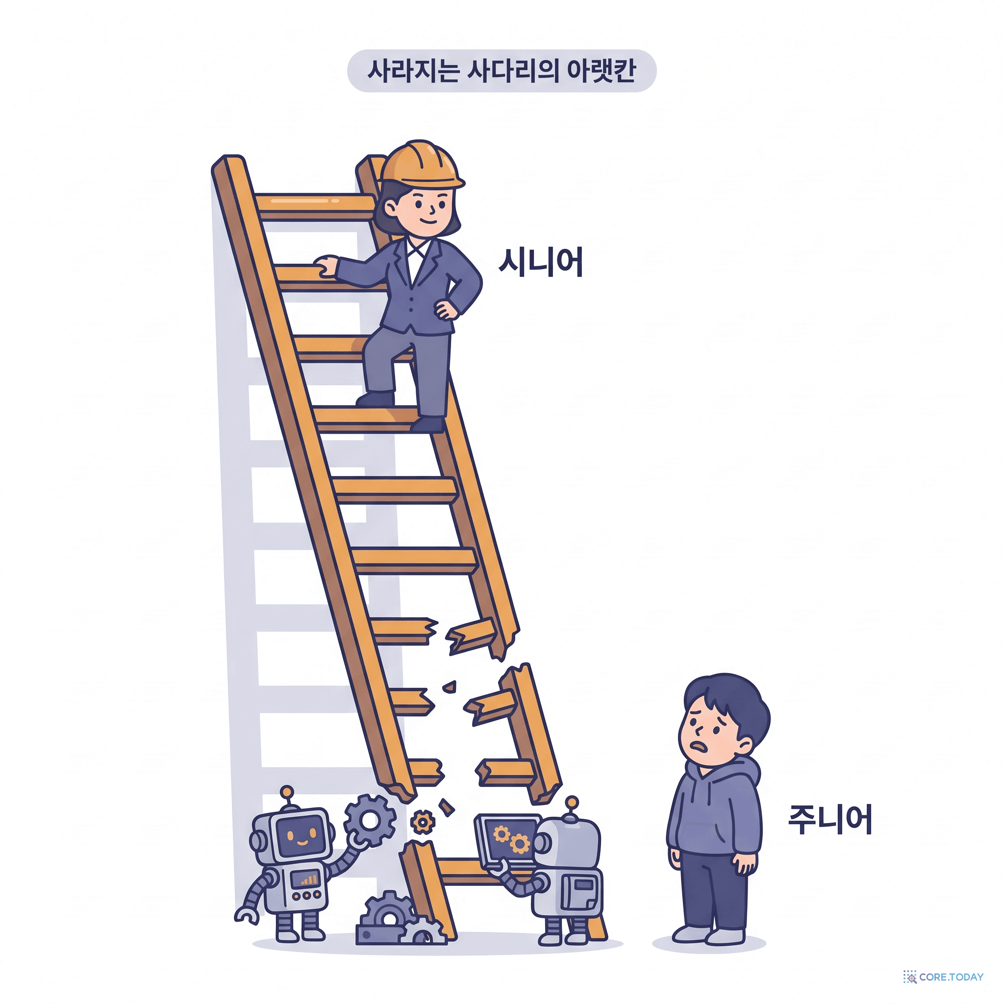 사라지는 사다리의 아랫칸 — 위 칸의 시니어, 자동화된 아랫칸, 올라갈 수 없는 주니어