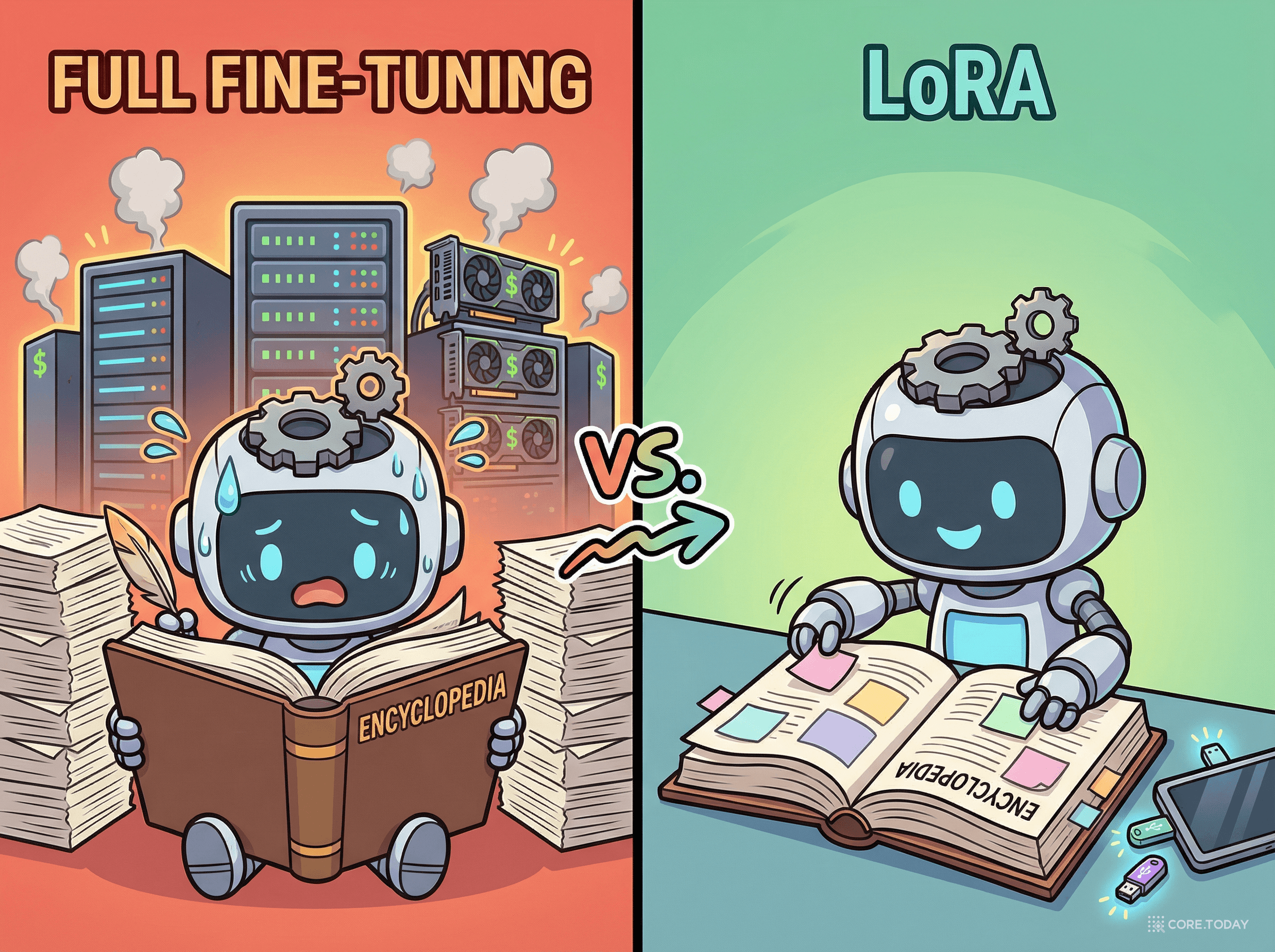 거대 모델에 작은 LoRA 어댑터를 붙이는 정비사 로봇