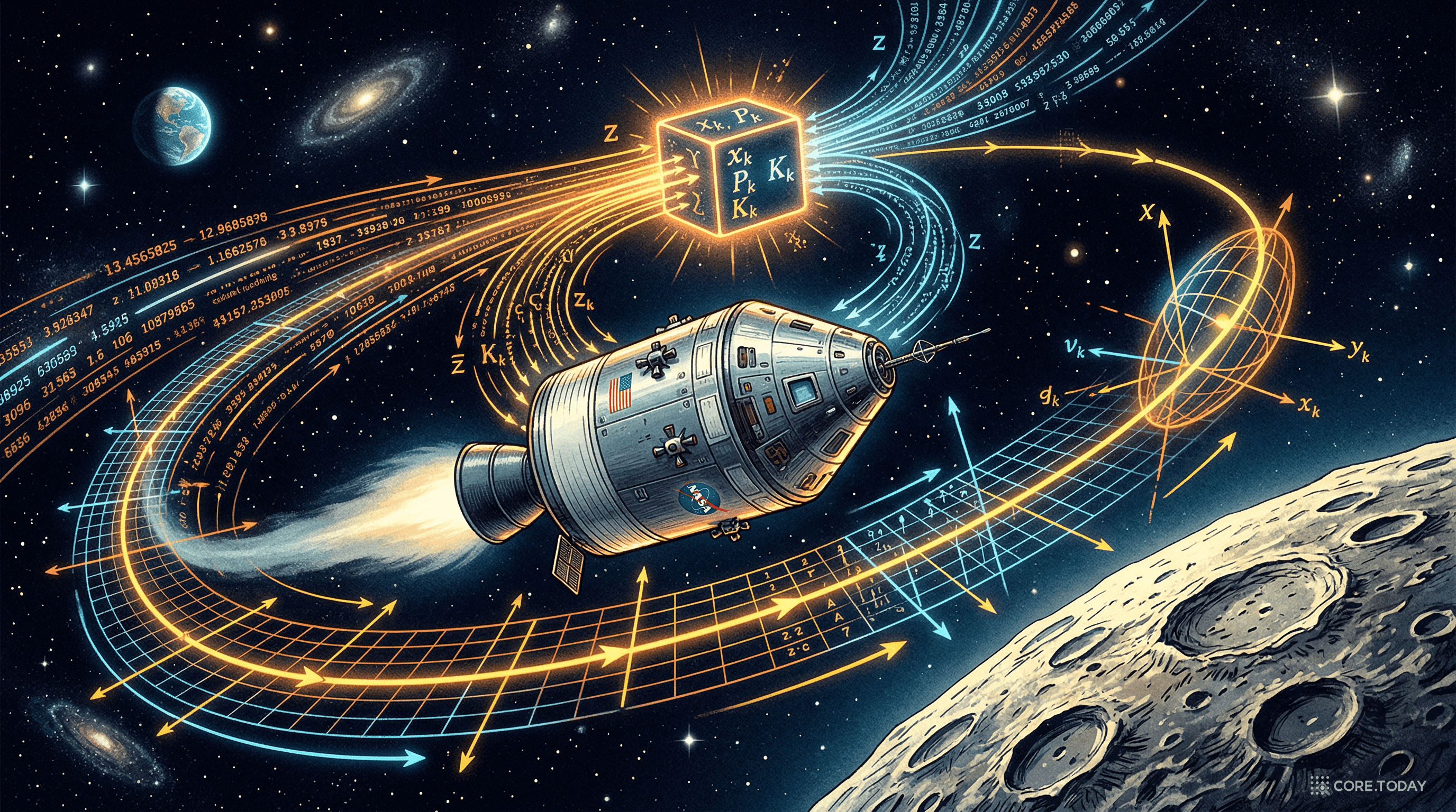 아폴로 우주선과 칼만 필터 — 센서 데이터를 하나의 상태 벡터로 압축해 궤적을 추적한다