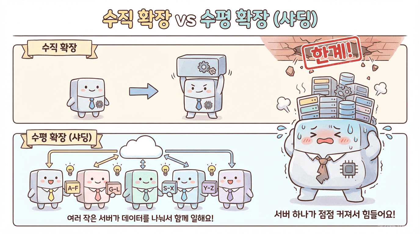 수직 확장 vs 수평 확장(샤딩): MongoDB는 처음부터 수평 확장을 내장했다