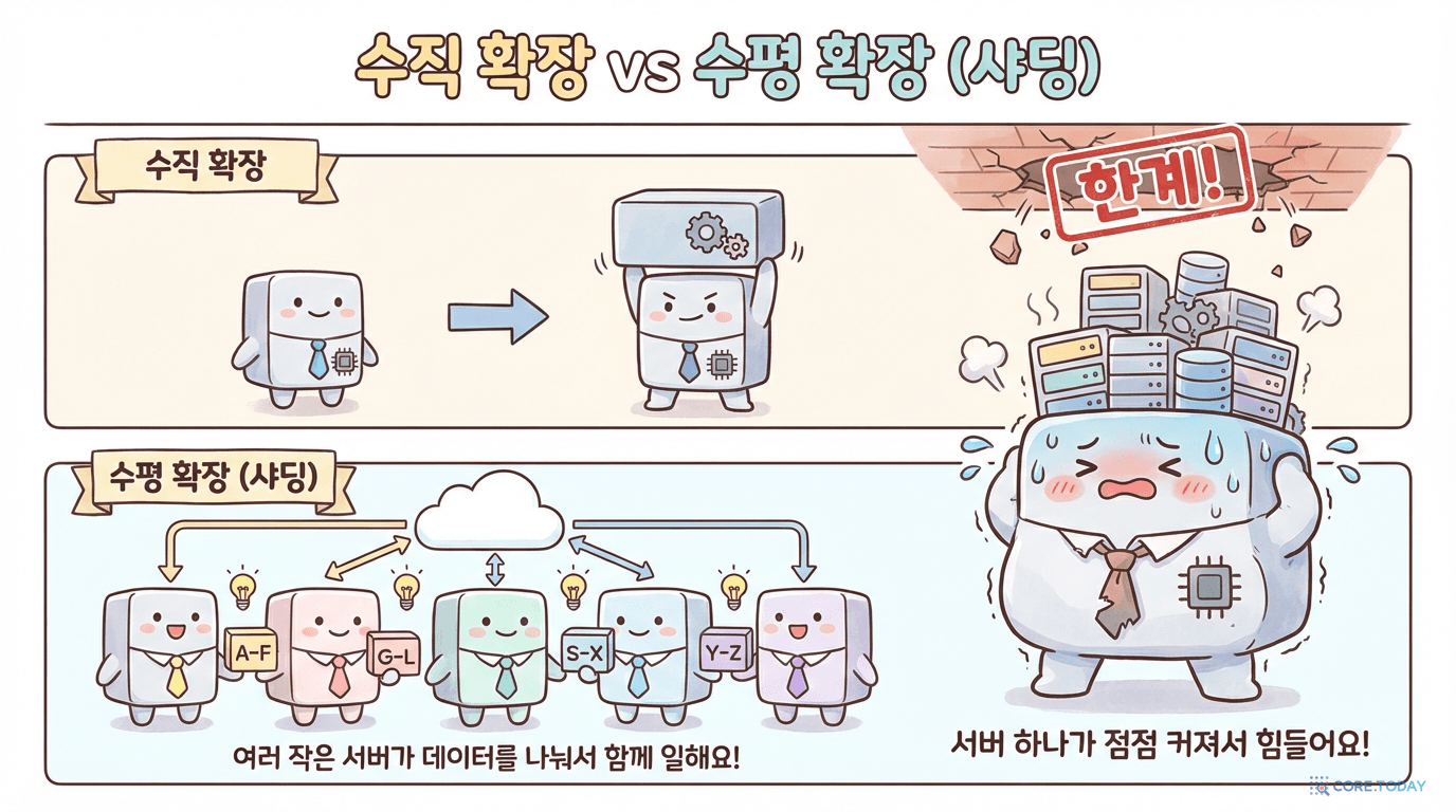 수직 확장 vs 수평 확장(샤딩): MongoDB는 처음부터 수평 확장을 내장했다