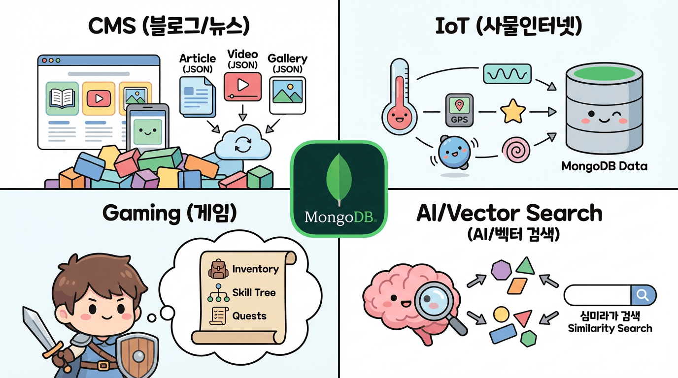 MongoDB 활용: CMS, IoT, 게임, AI/벡터 검색