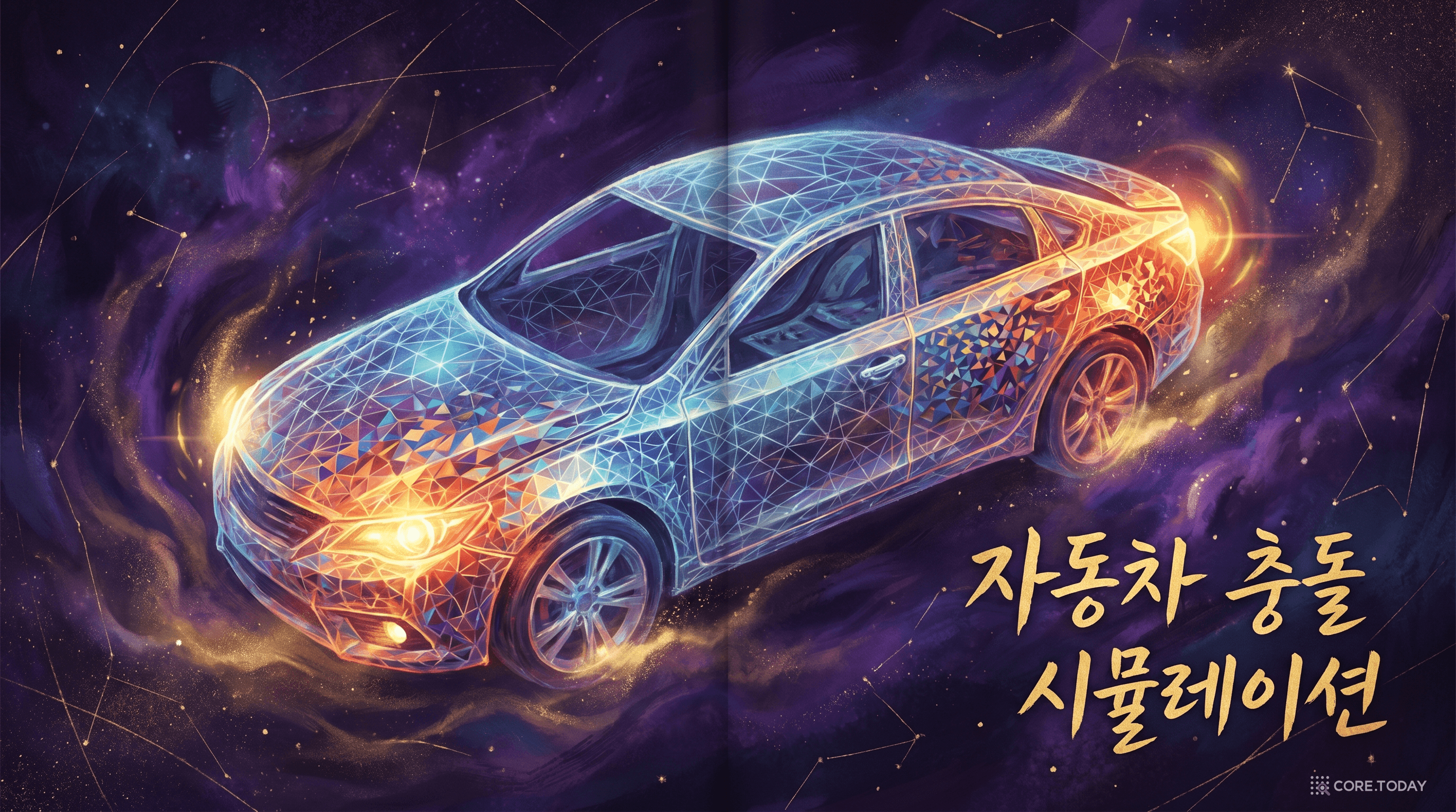 자동차 충돌 시뮬레이션 — 수백만 개 요소로 분할된 차체의 변형 추적