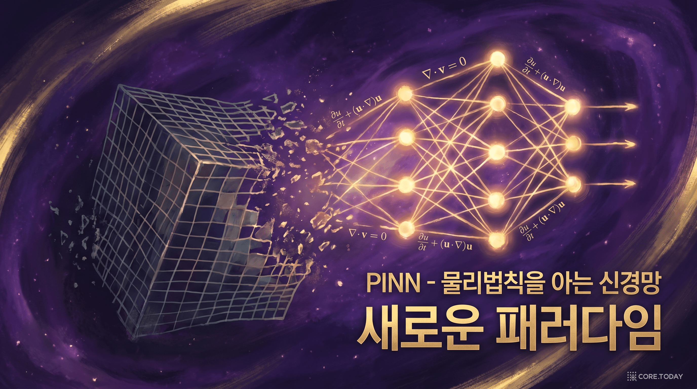 PINN의 패러다임 전환 — 메시가 사라지고 신경망이 물리를 학습한다