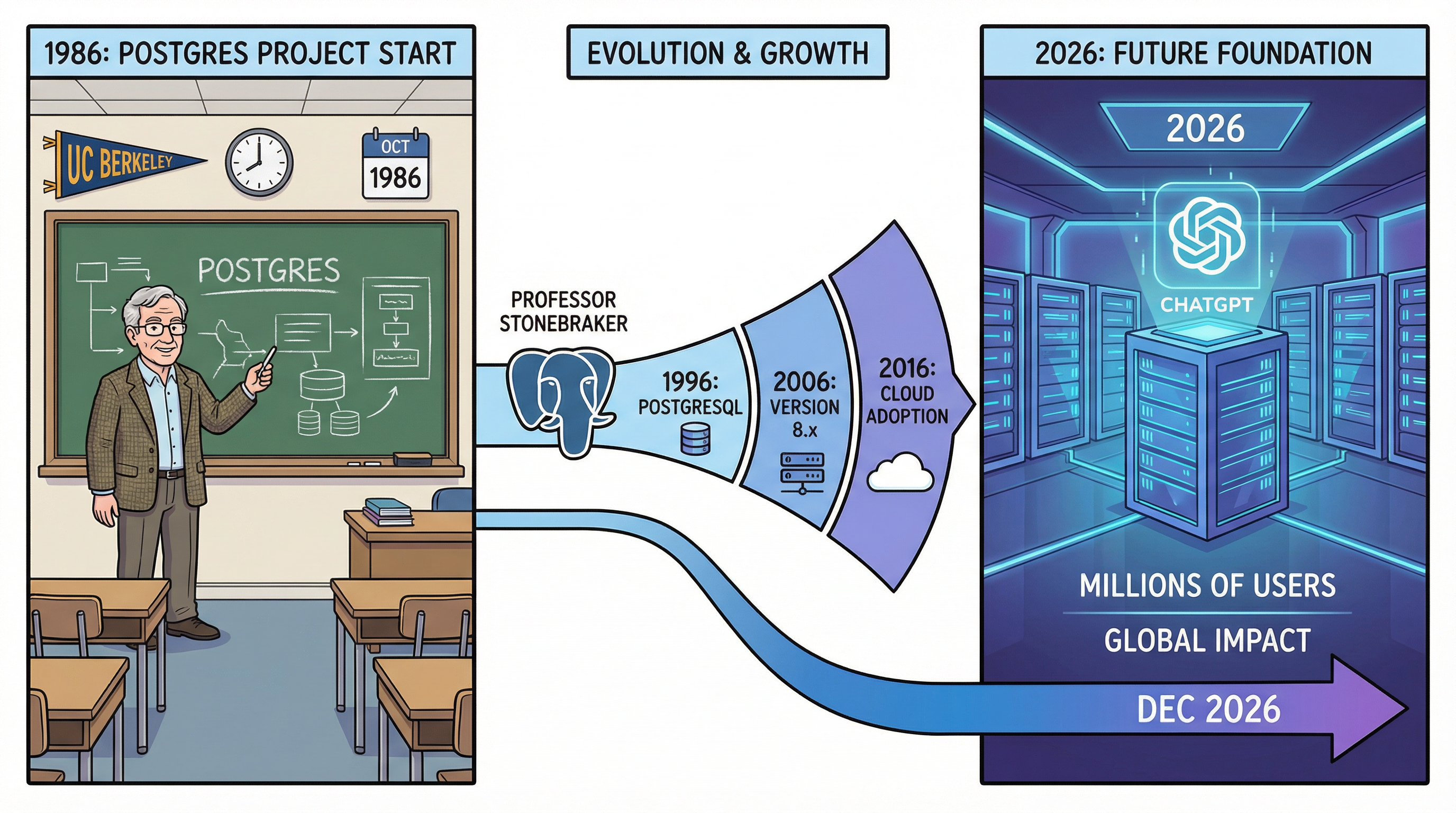 PostgreSQL의 40년 역사 — 대학 연구실에서 AI 시대의 심장까지