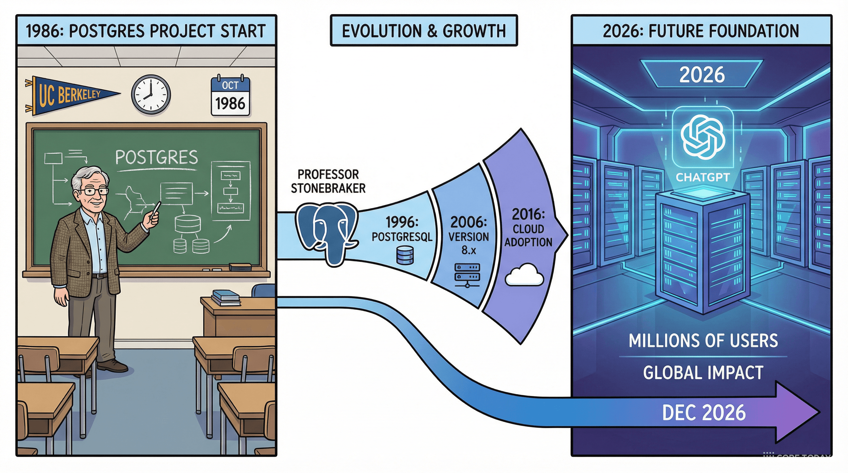 PostgreSQL의 40년 역사 — 대학 연구실에서 AI 시대의 심장까지