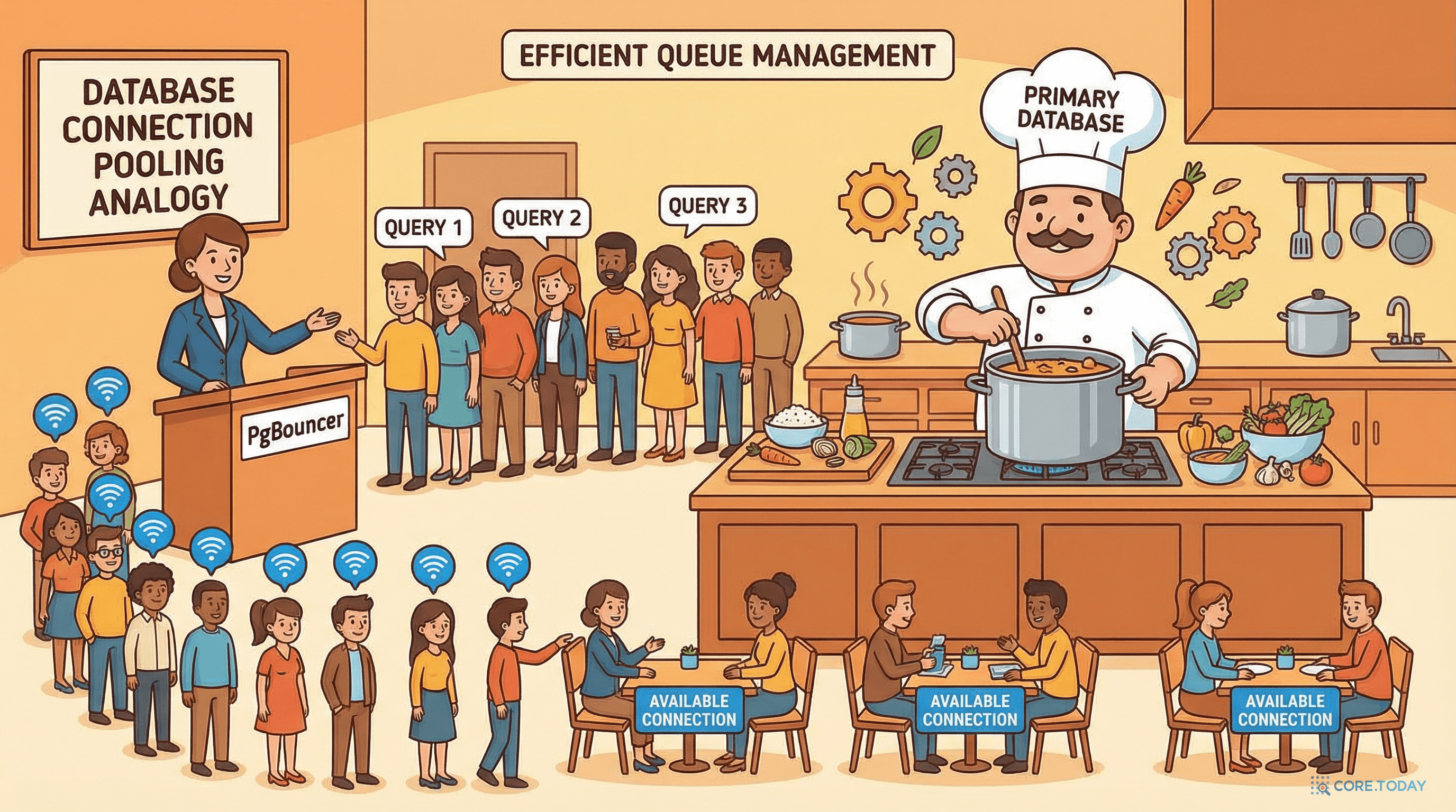 PgBouncer가 커넥션을 효율적으로 관리하는 비유